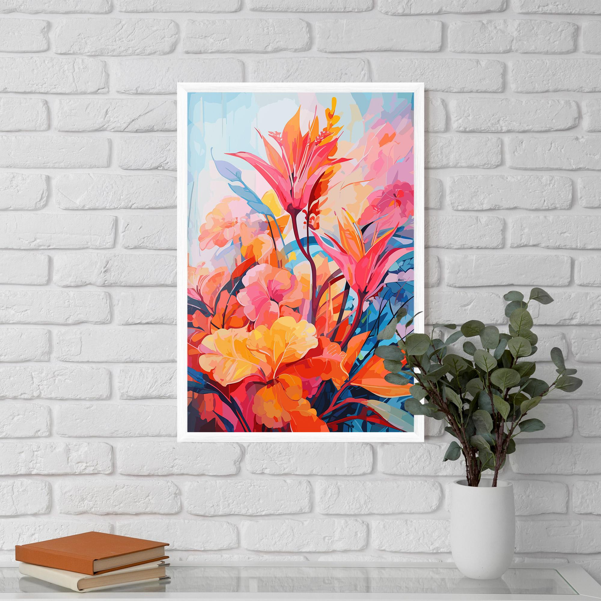 Keretezett Poszter Orange Art Flower mockup 5