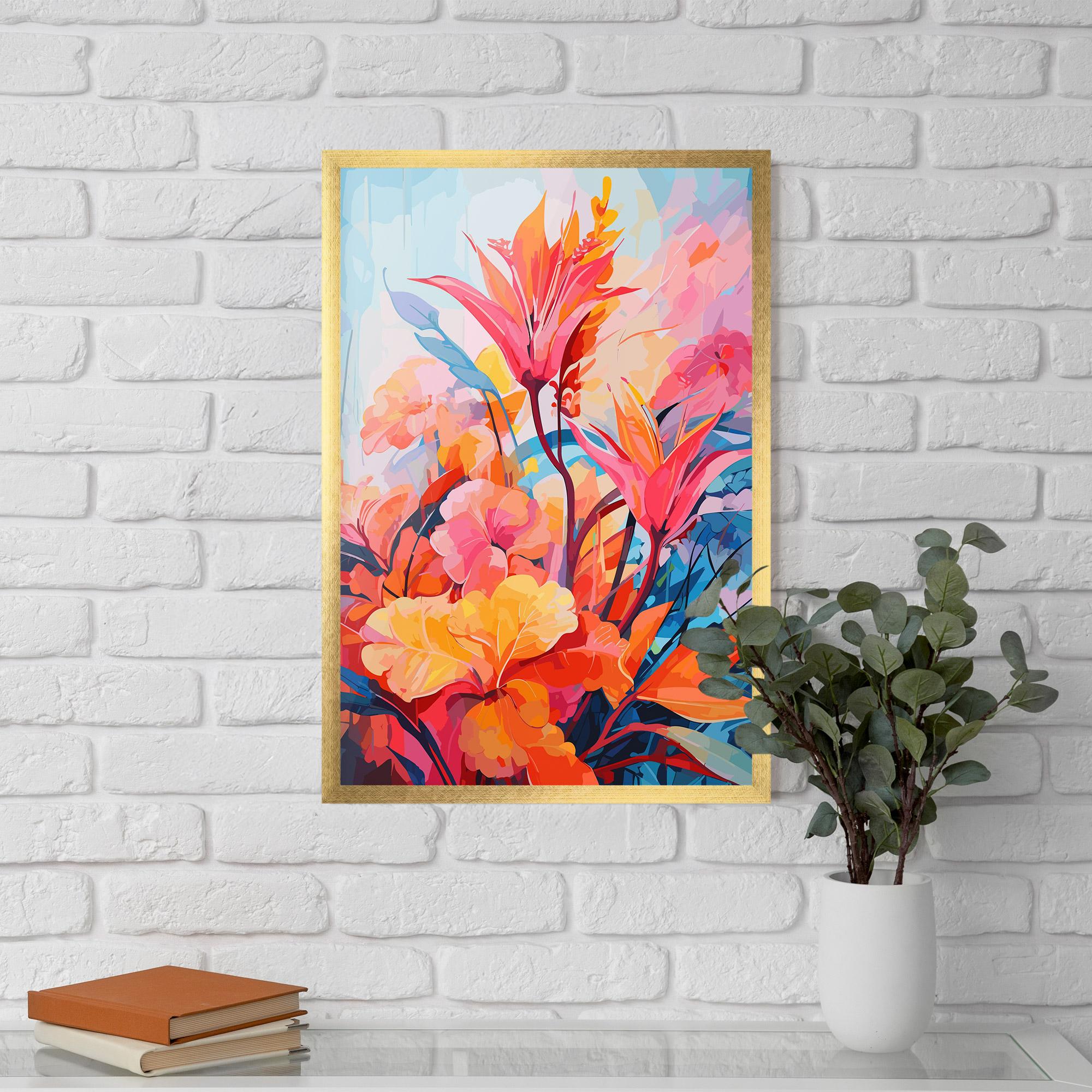 Keretezett Poszter Orange Art Flower mockup 5