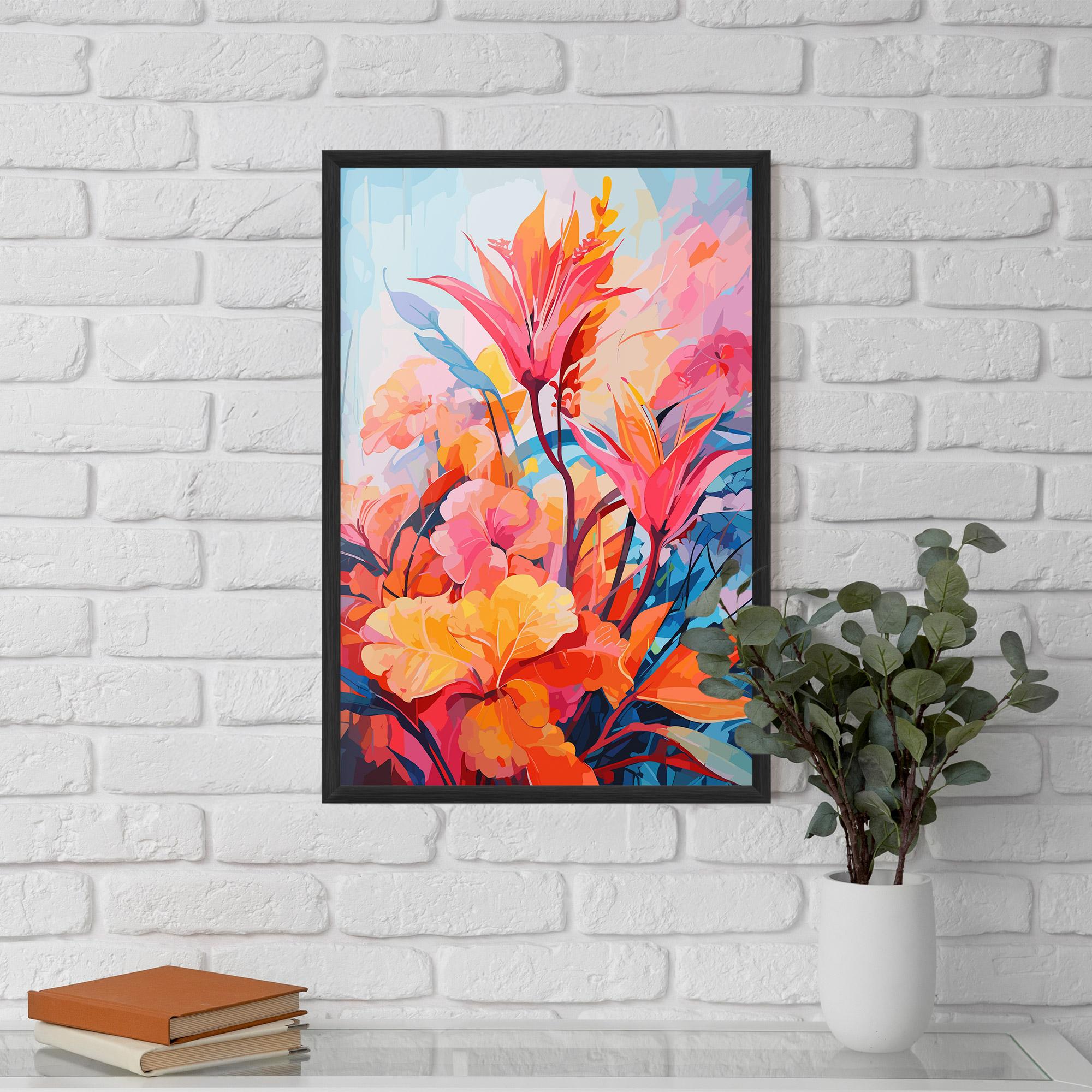 Keretezett Poszter Orange Art Flower mockup 5