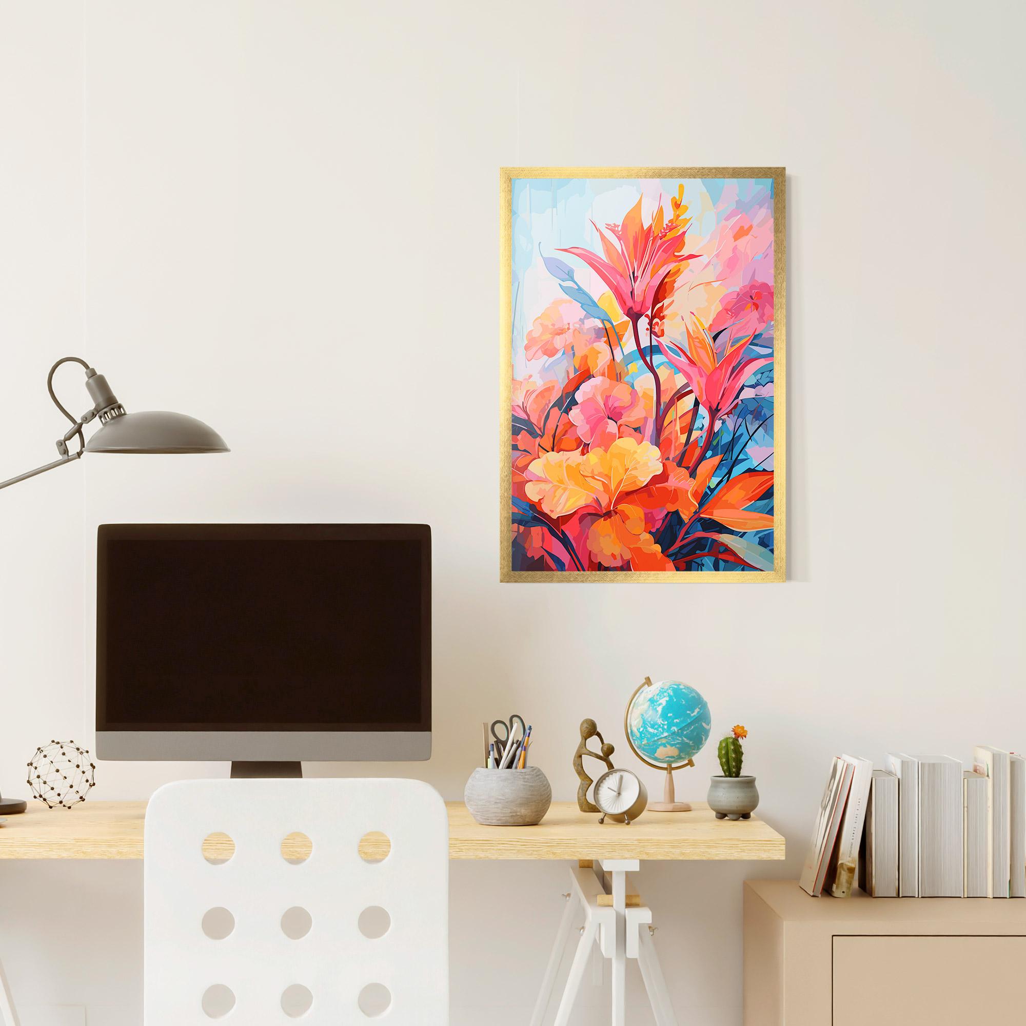 Keretezett Poszter Orange Art Flower mockup 6