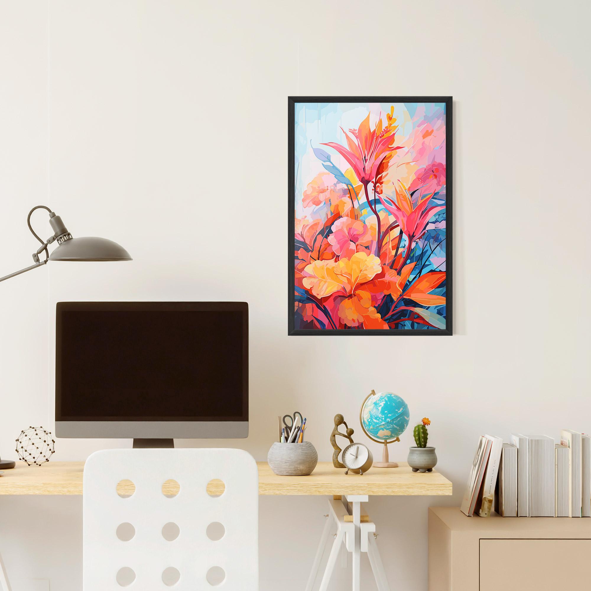 Keretezett Poszter Orange Art Flower mockup 6