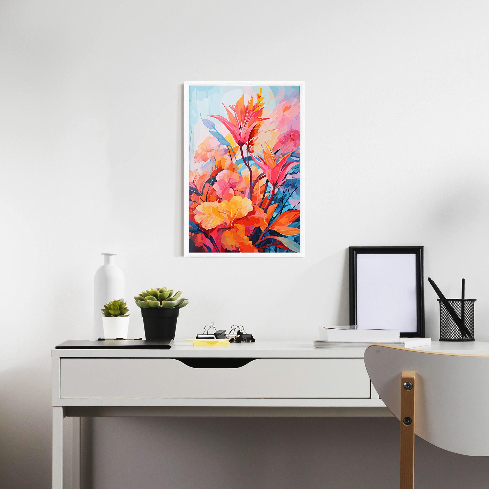 Keretezett Poszter Orange Art Flower mockup 7