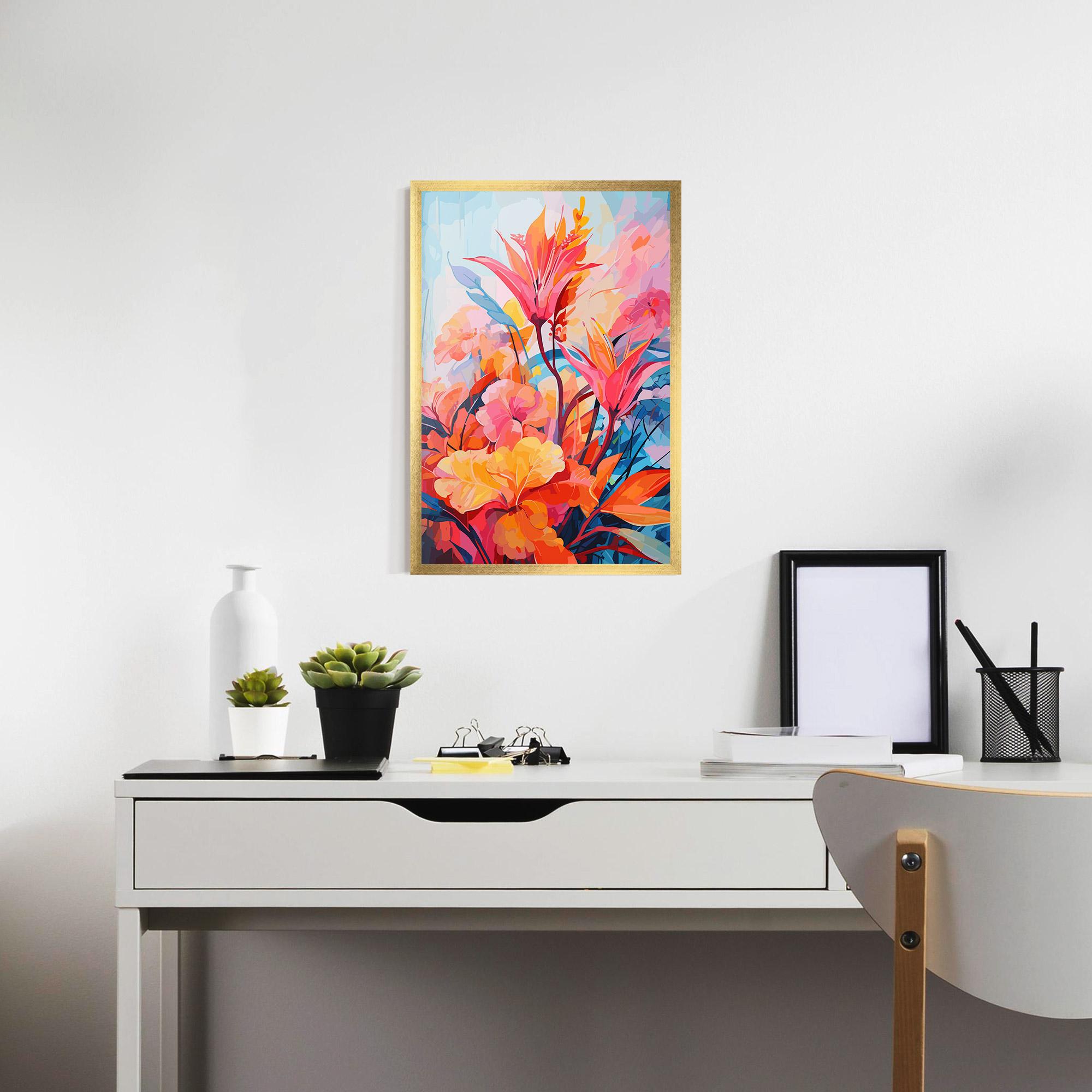 Keretezett Poszter Orange Art Flower mockup 7