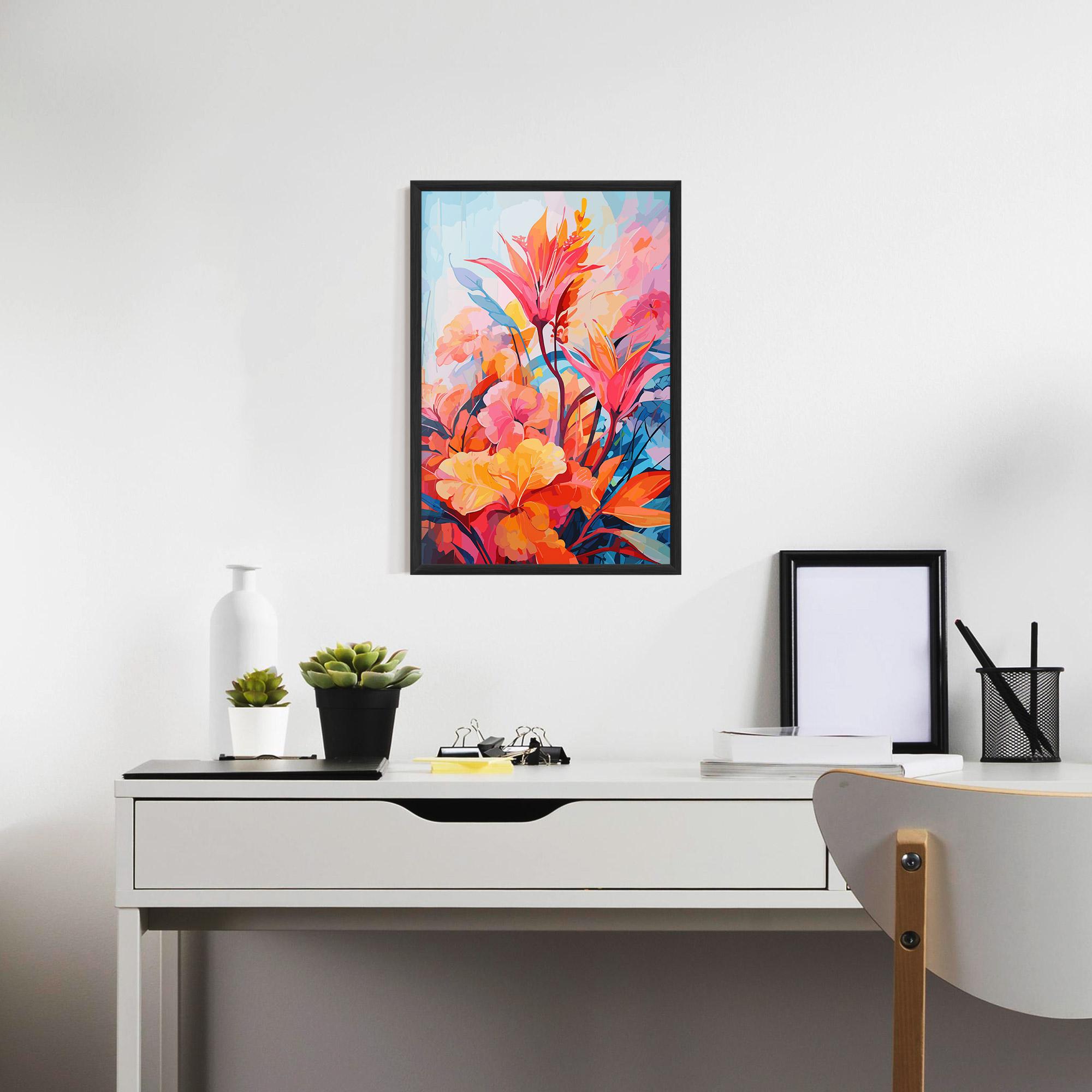 Keretezett Poszter Orange Art Flower mockup 7