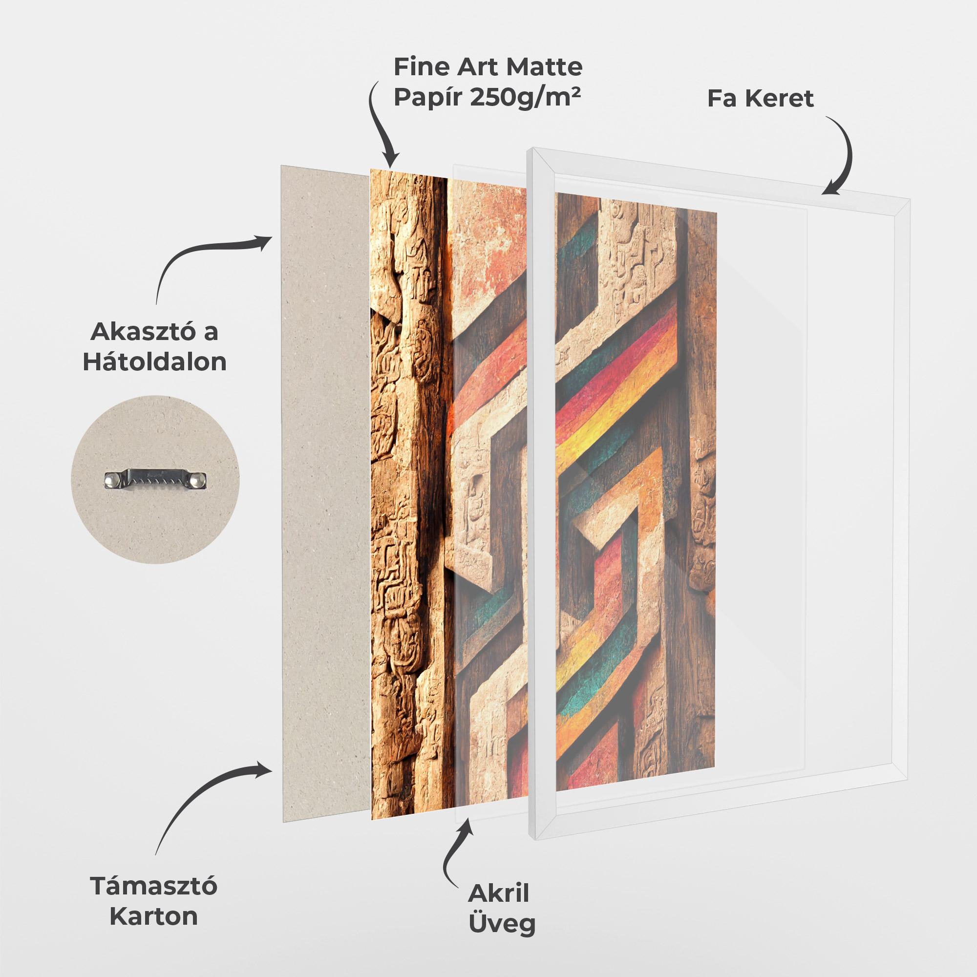 Keretezett Poszter Mayan Style Wood mockup 1