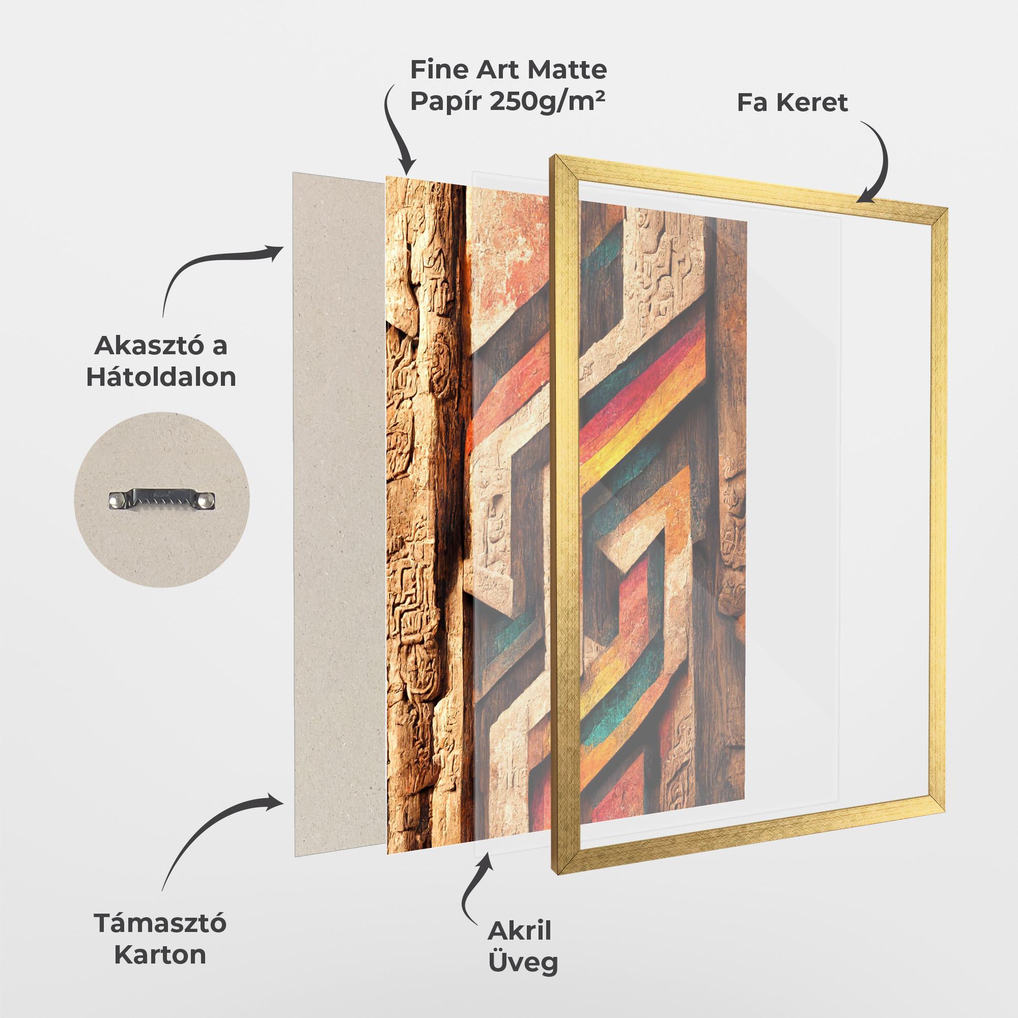Keretezett Poszter Mayan Style Wood mockup 1