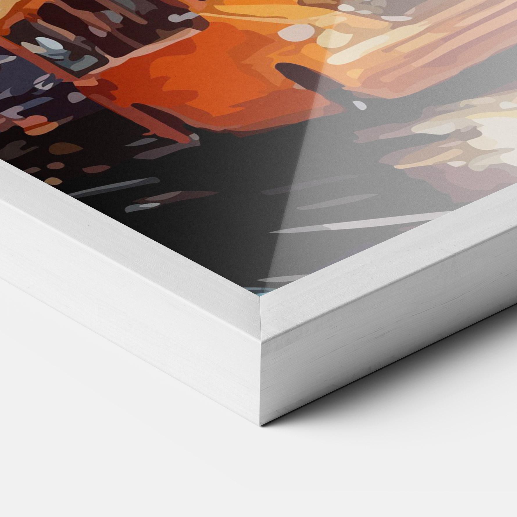 Keretezett Poszter Yellow Car City Art mockup 3