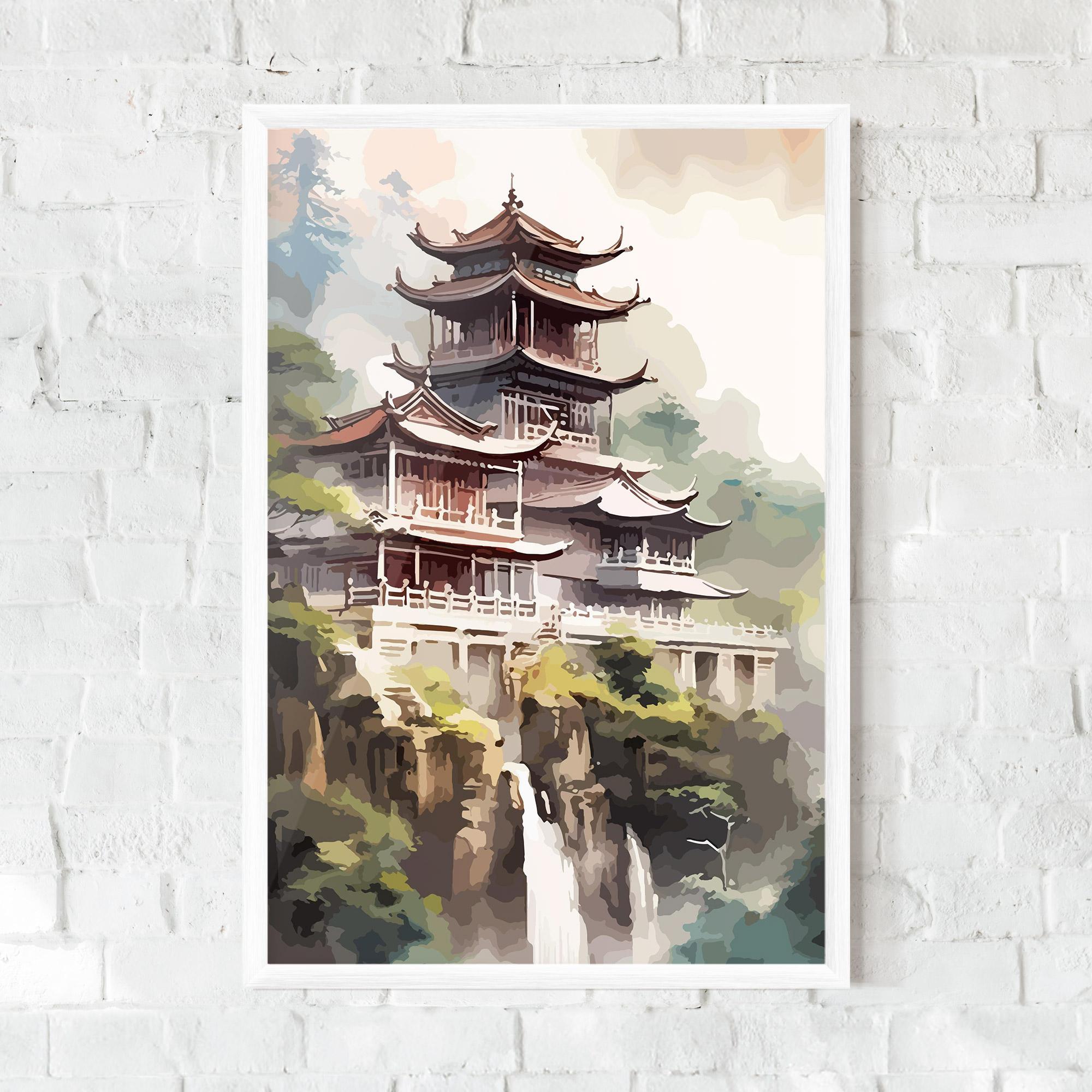 Keretezett Poszter Temple Painting mockup 0