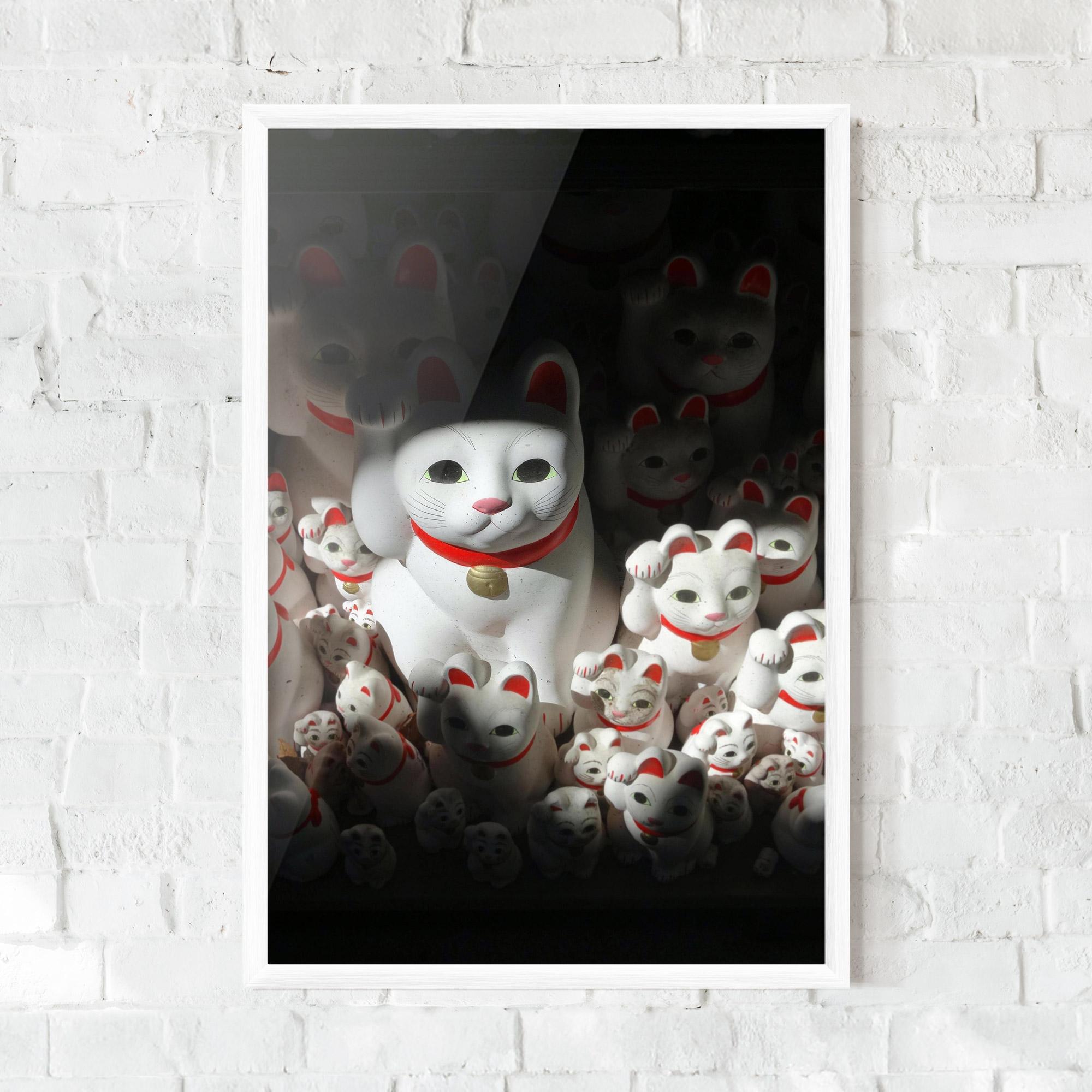 Keretezett Poszter White Lucky Cats mockup 0