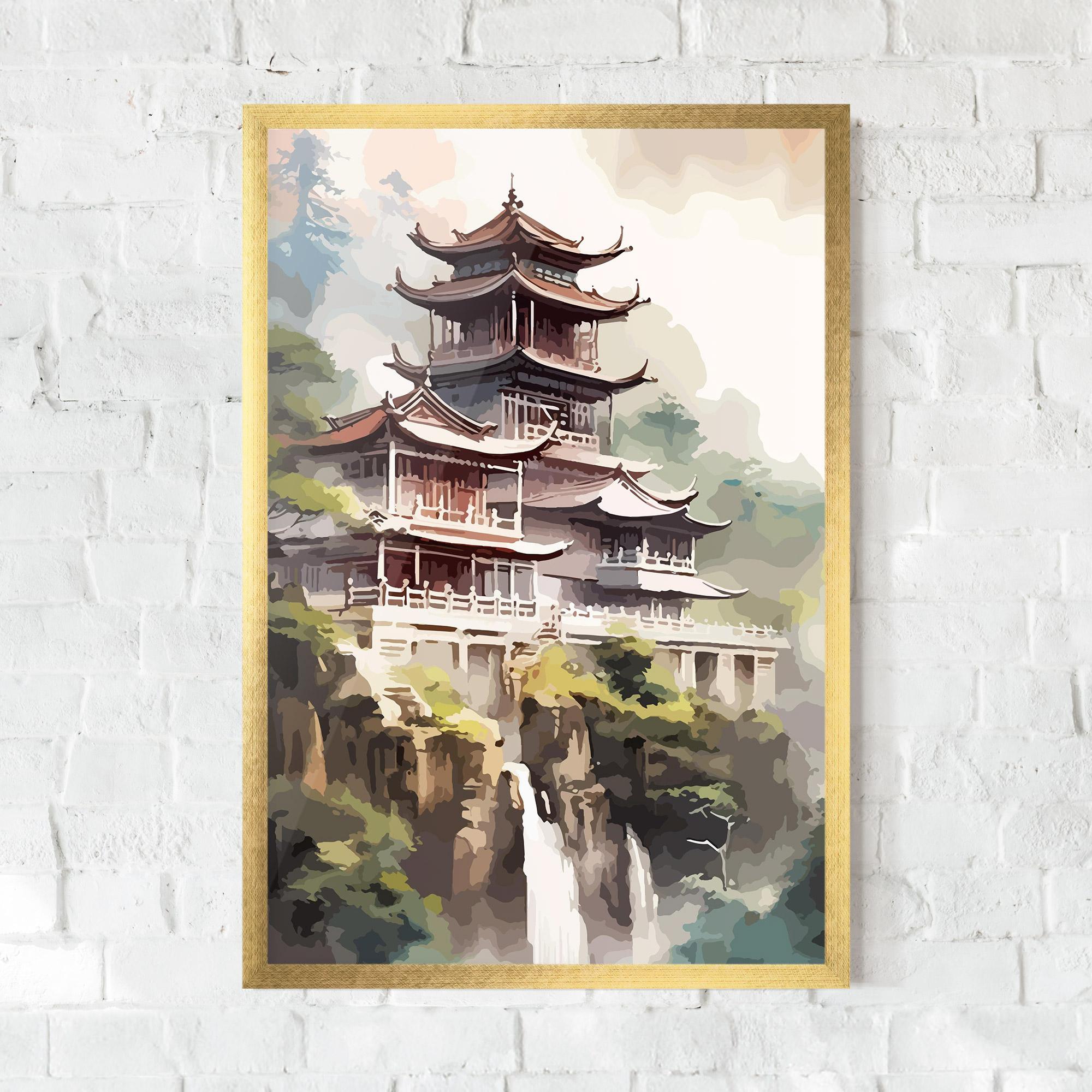 Keretezett Poszter Temple Painting mockup 0