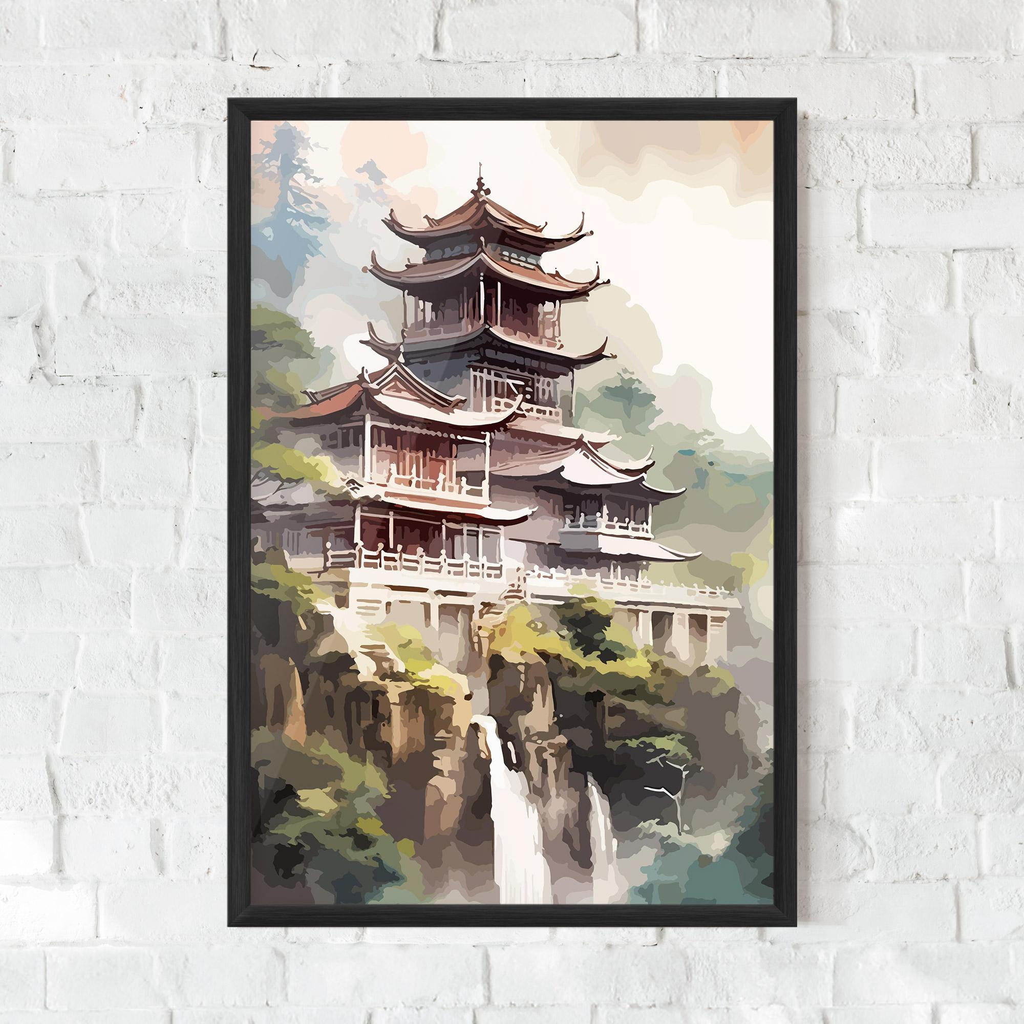 Keretezett Poszter Temple Painting mockup 0