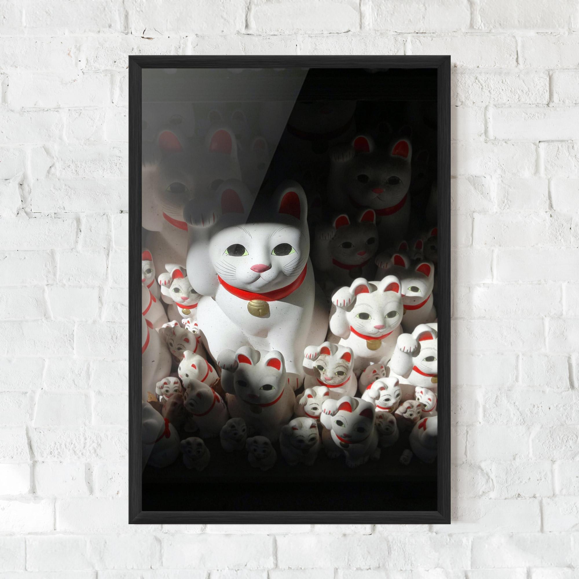 Keretezett Poszter White Lucky Cats mockup 0