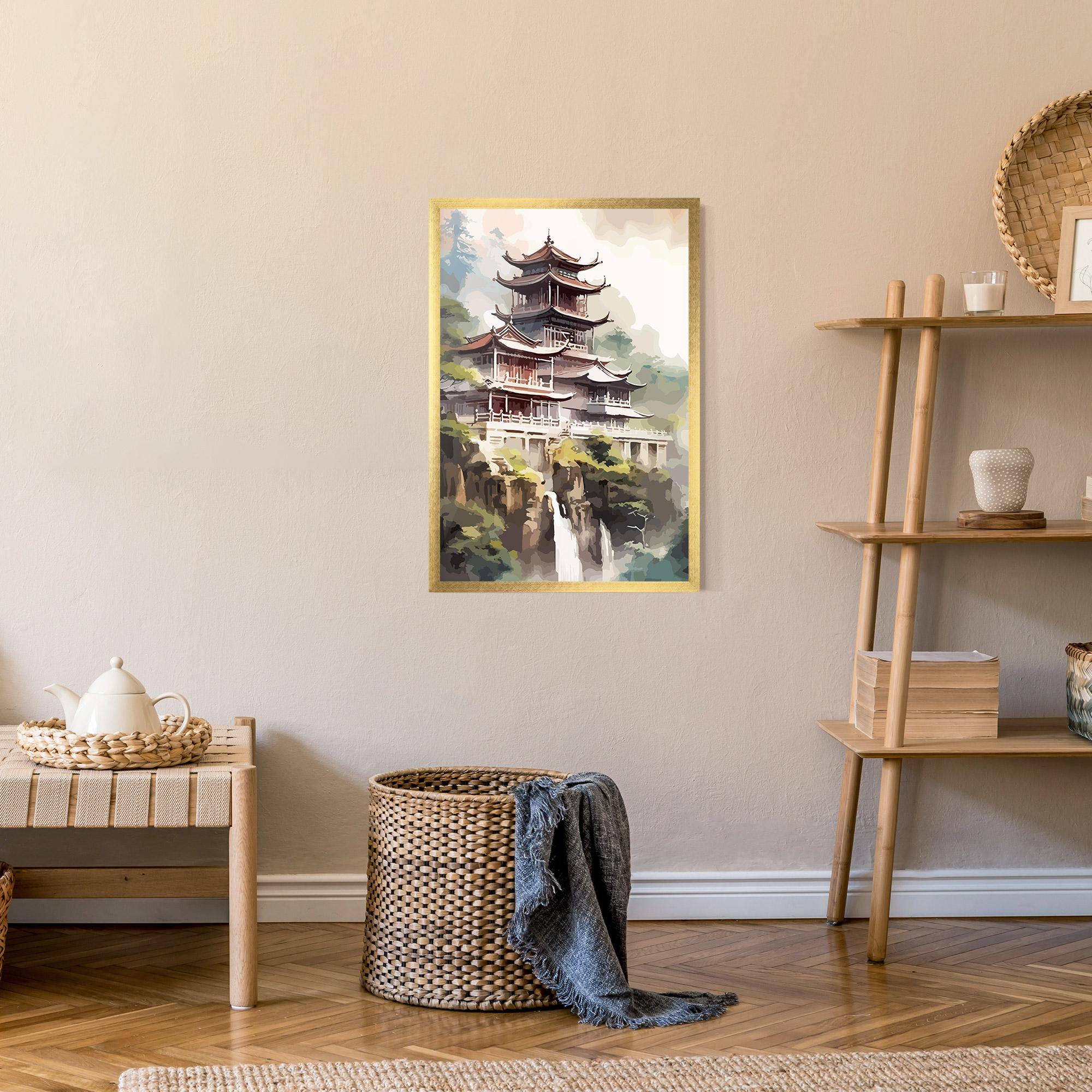 Keretezett Poszter Temple Painting mockup 9