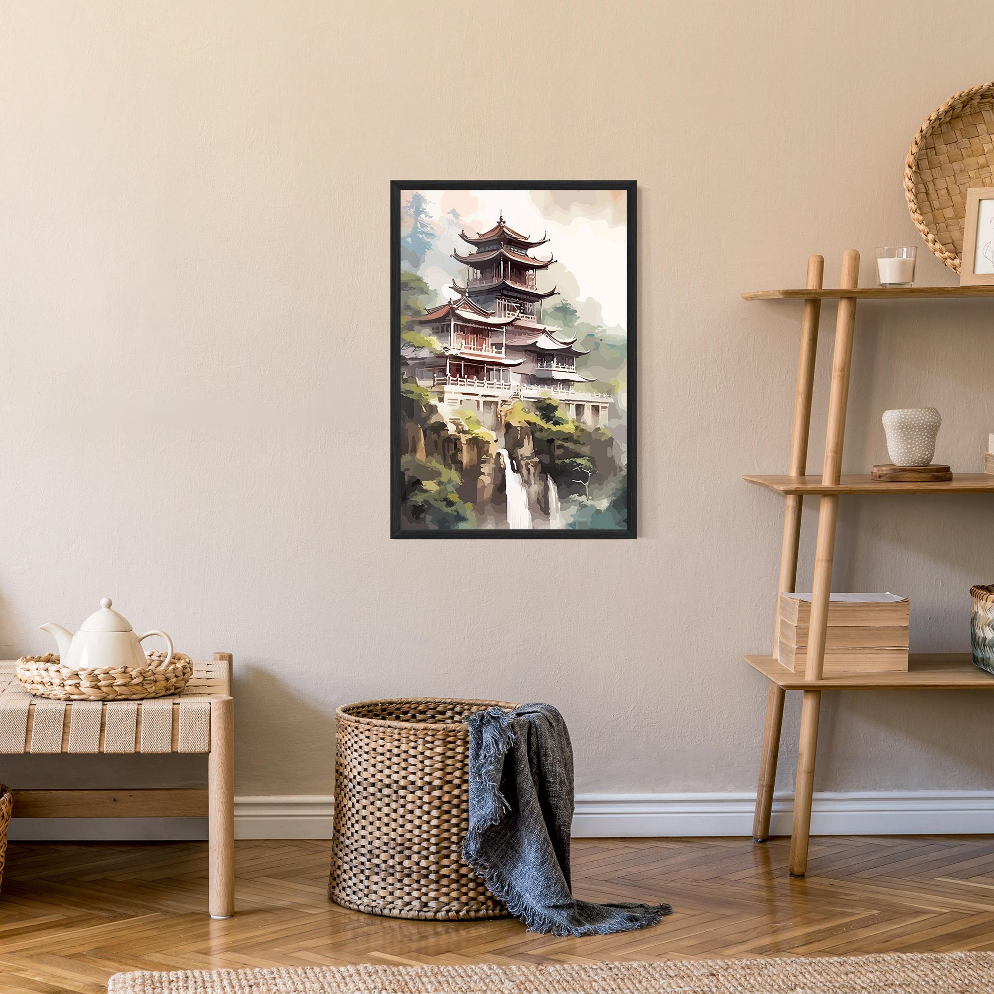 Keretezett Poszter Temple Painting mockup 9