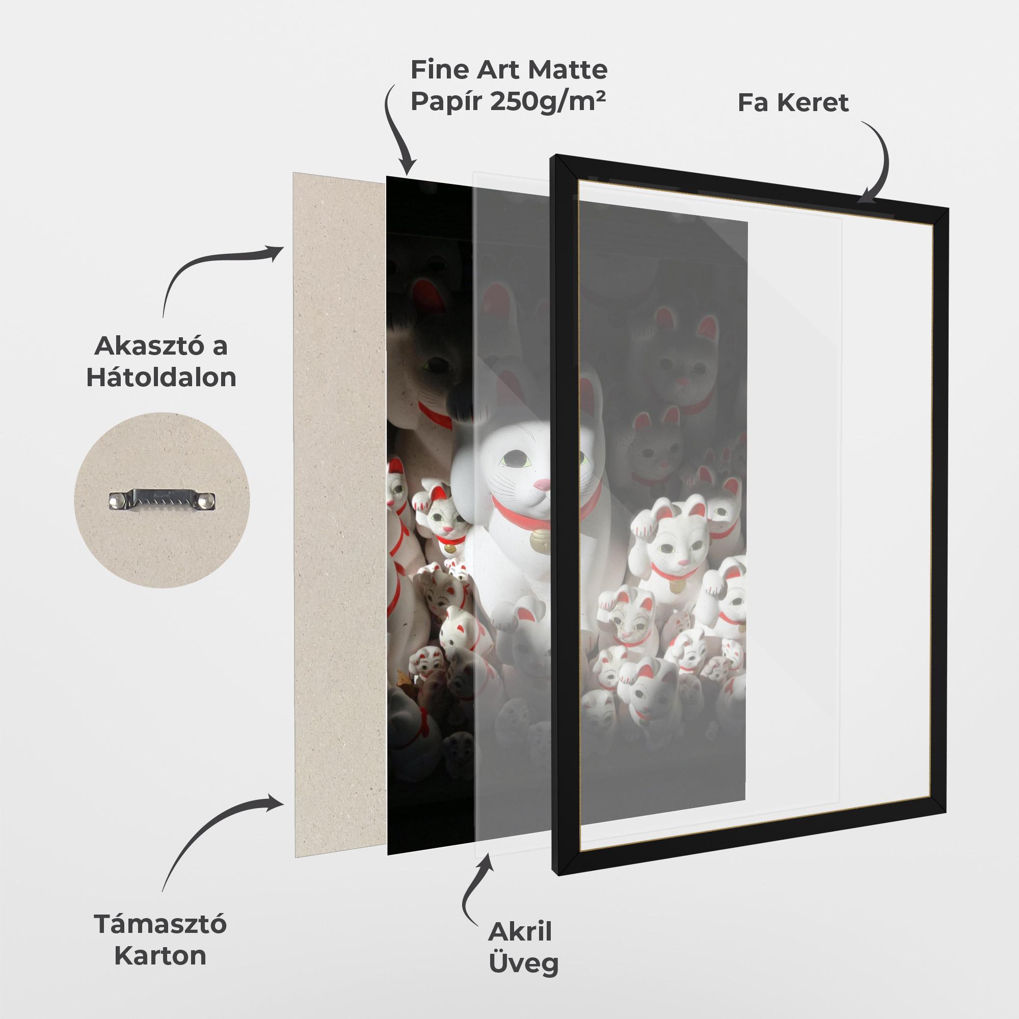 Keretezett Poszter White Lucky Cats mockup 1