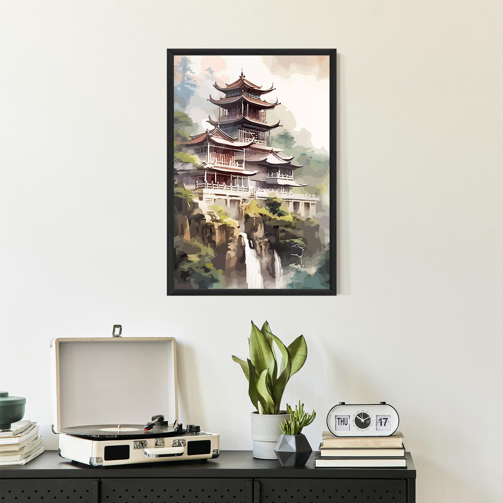 Keretezett Poszter Temple Painting mockup 2