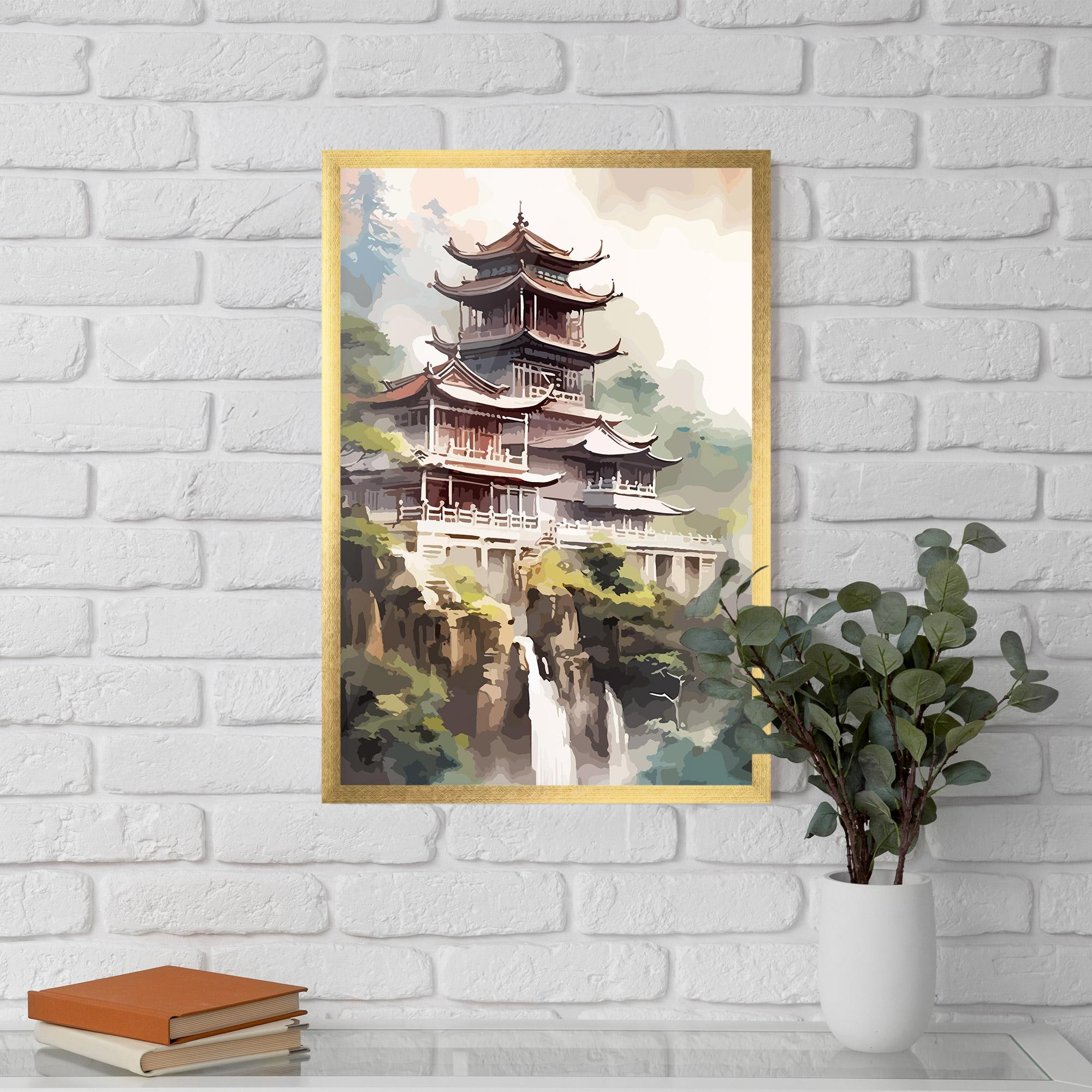 Keretezett Poszter Temple Painting mockup 5