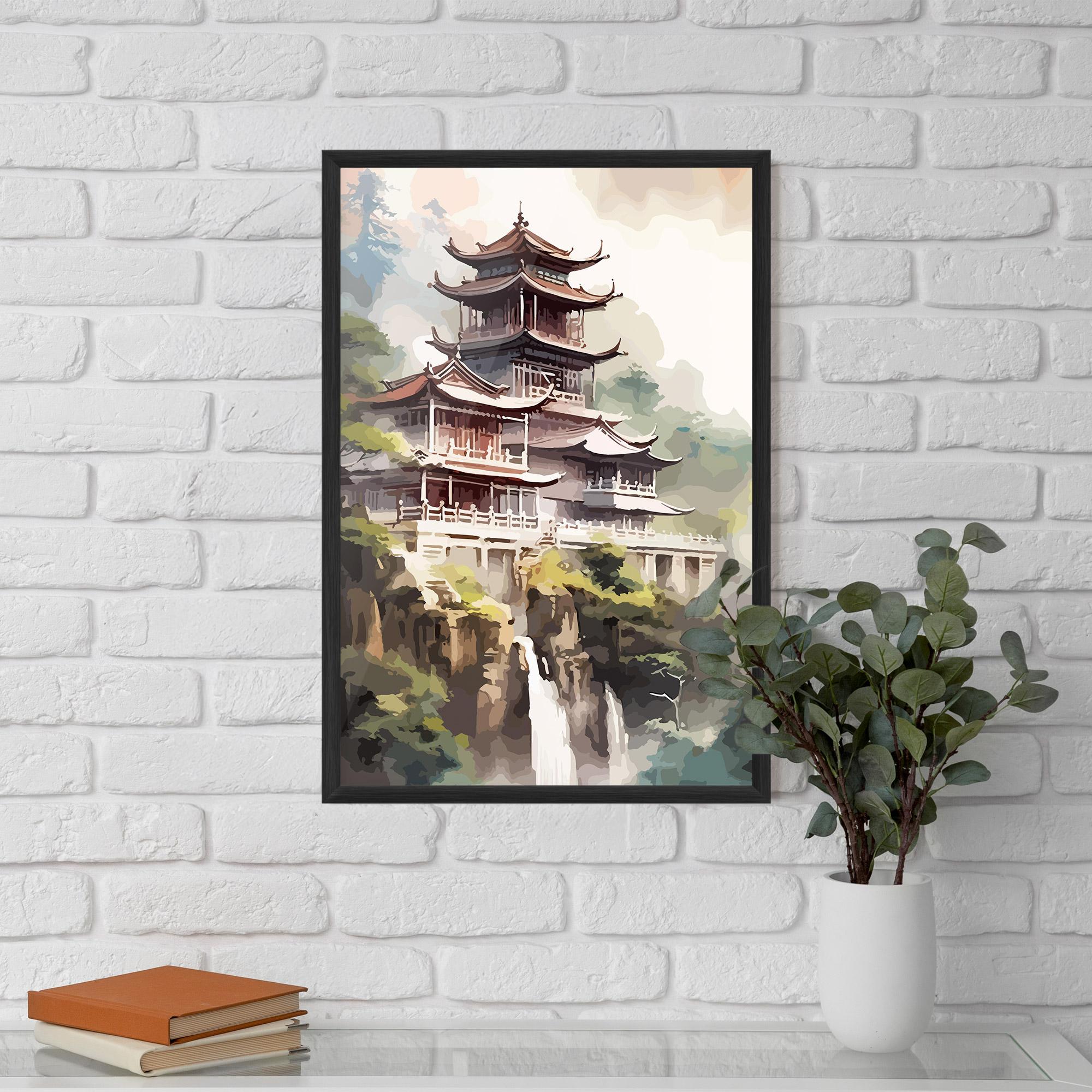 Keretezett Poszter Temple Painting mockup 5