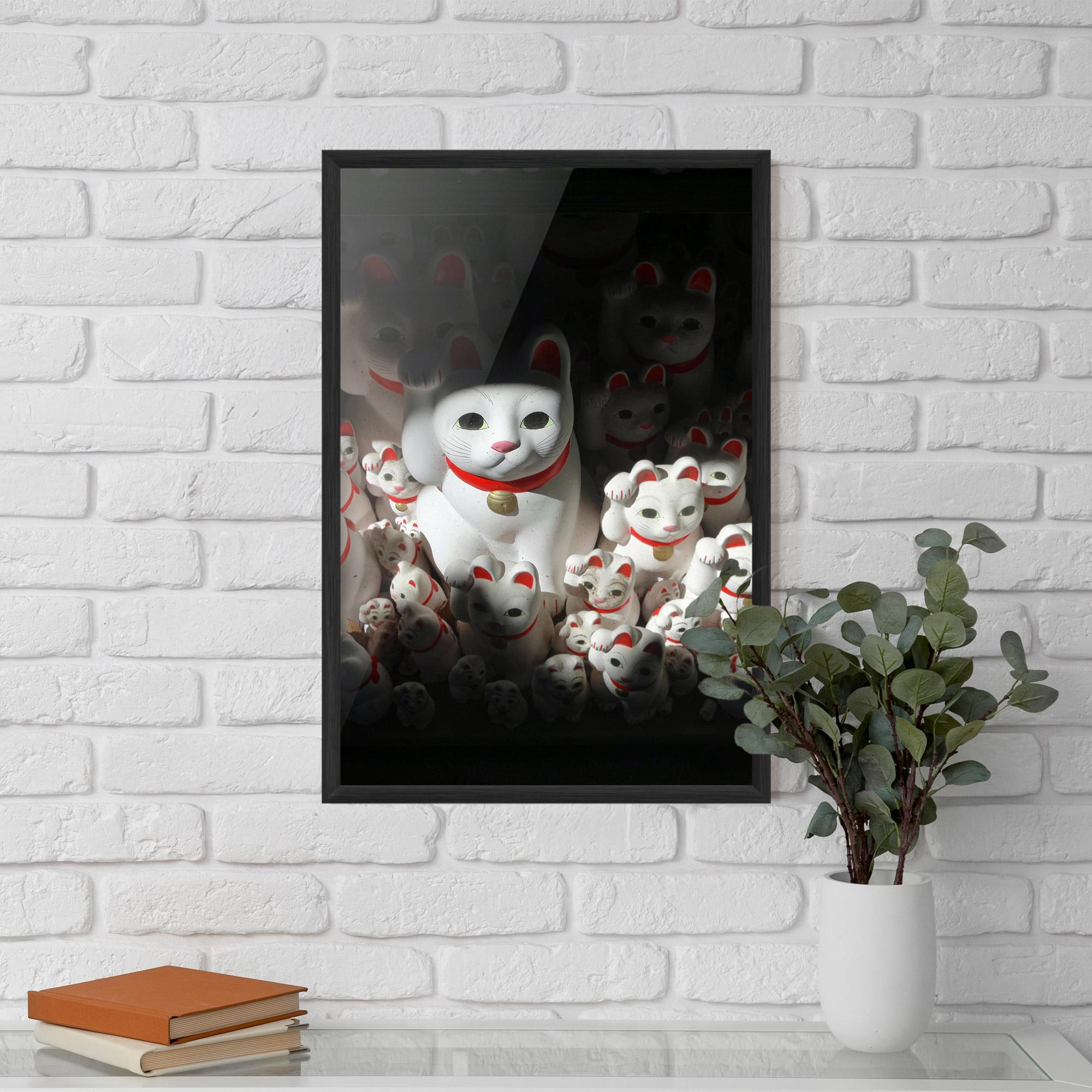 Keretezett Poszter White Lucky Cats mockup 5