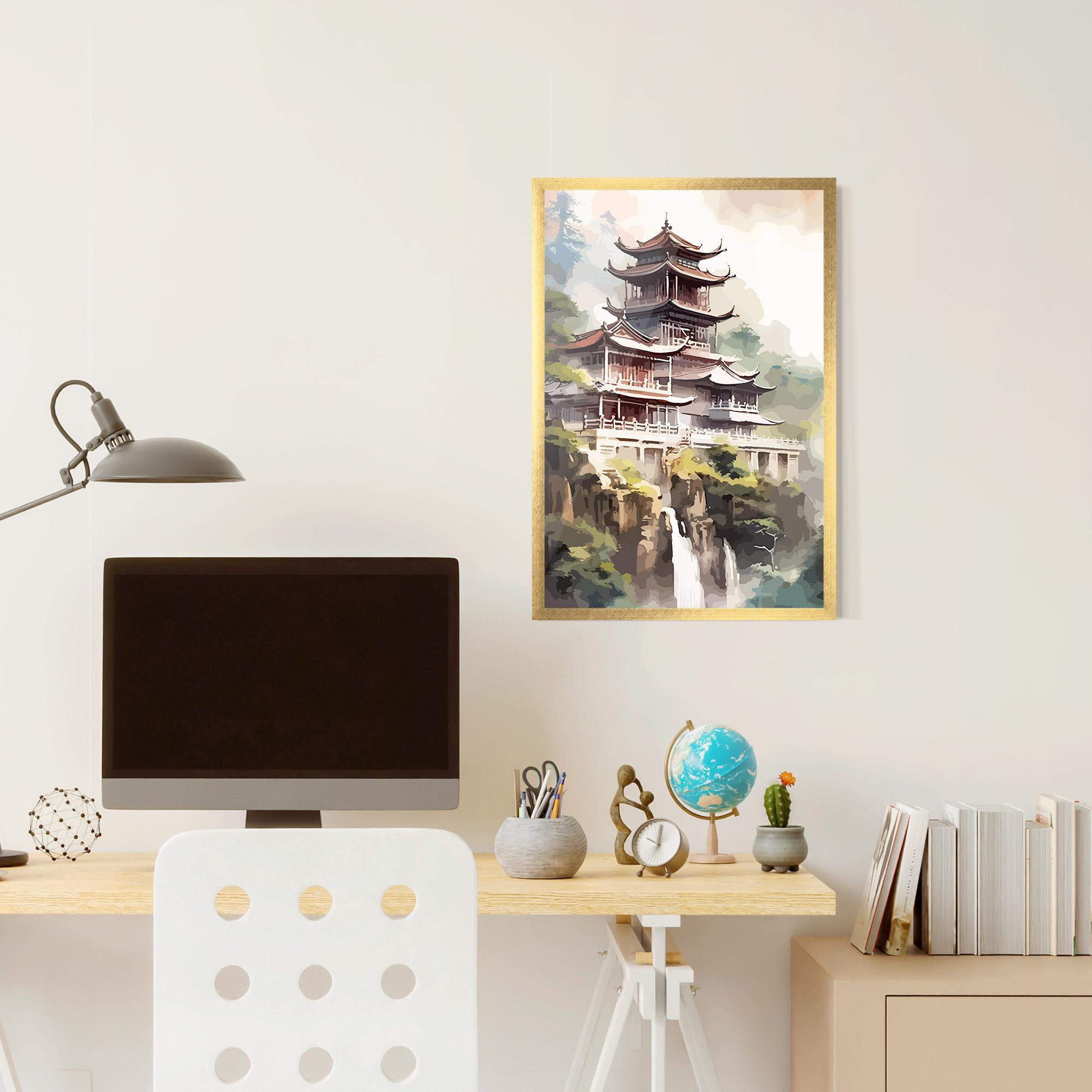 Keretezett Poszter Temple Painting mockup 6