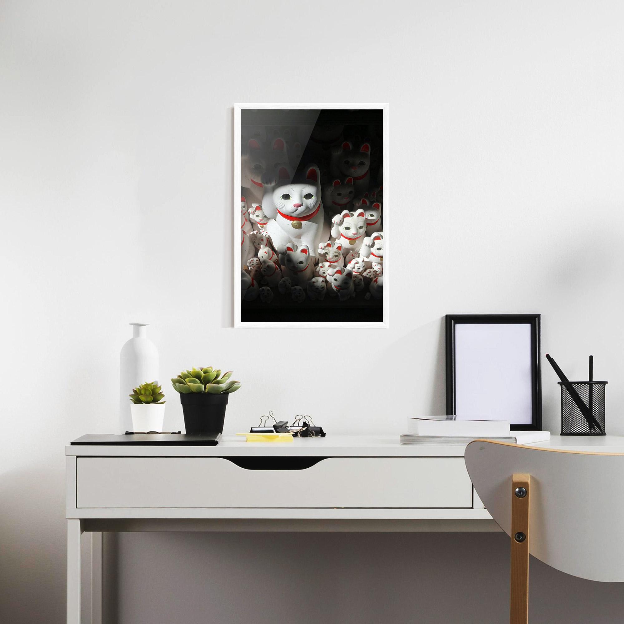 Keretezett Poszter White Lucky Cats mockup 7
