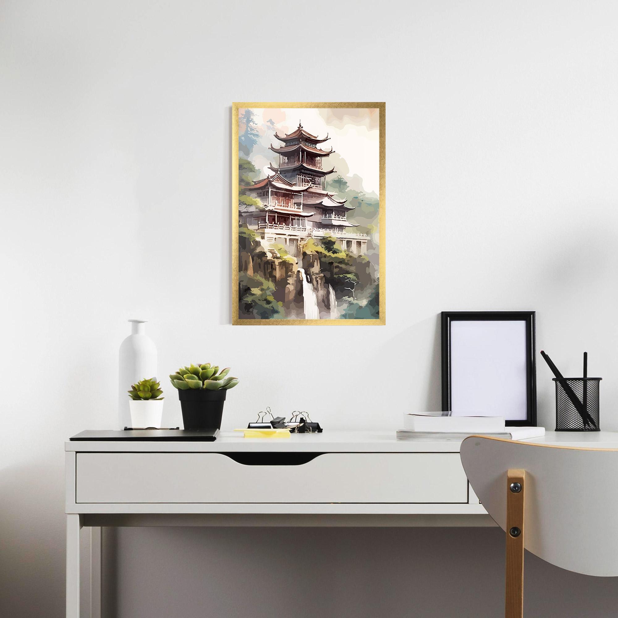 Keretezett Poszter Temple Painting mockup 7