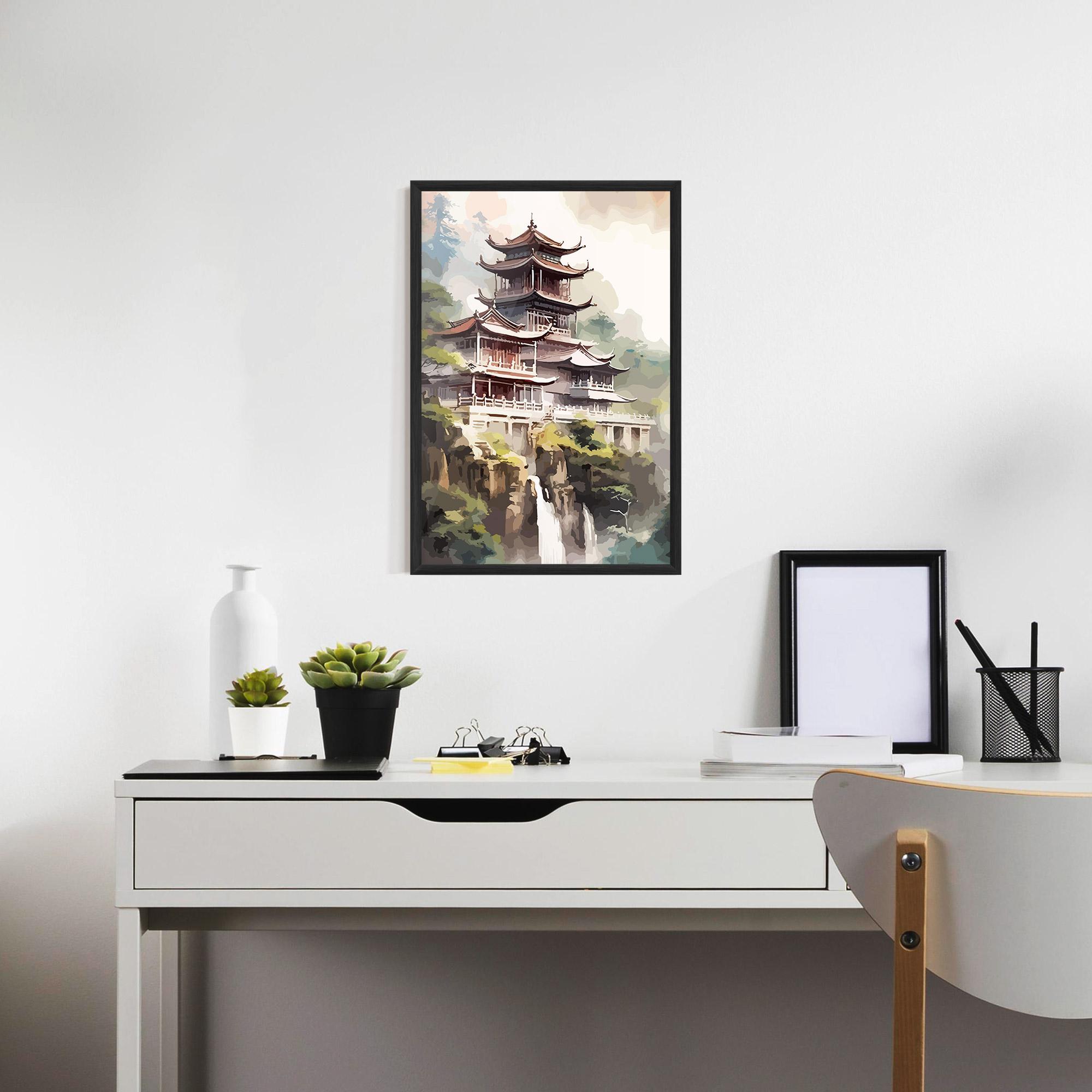 Keretezett Poszter Temple Painting mockup 7