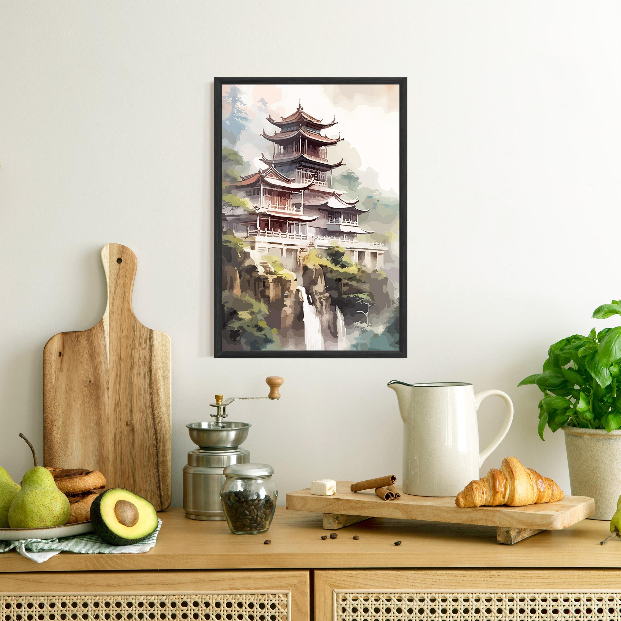 Keretezett Poszter Temple Painting mockup 8