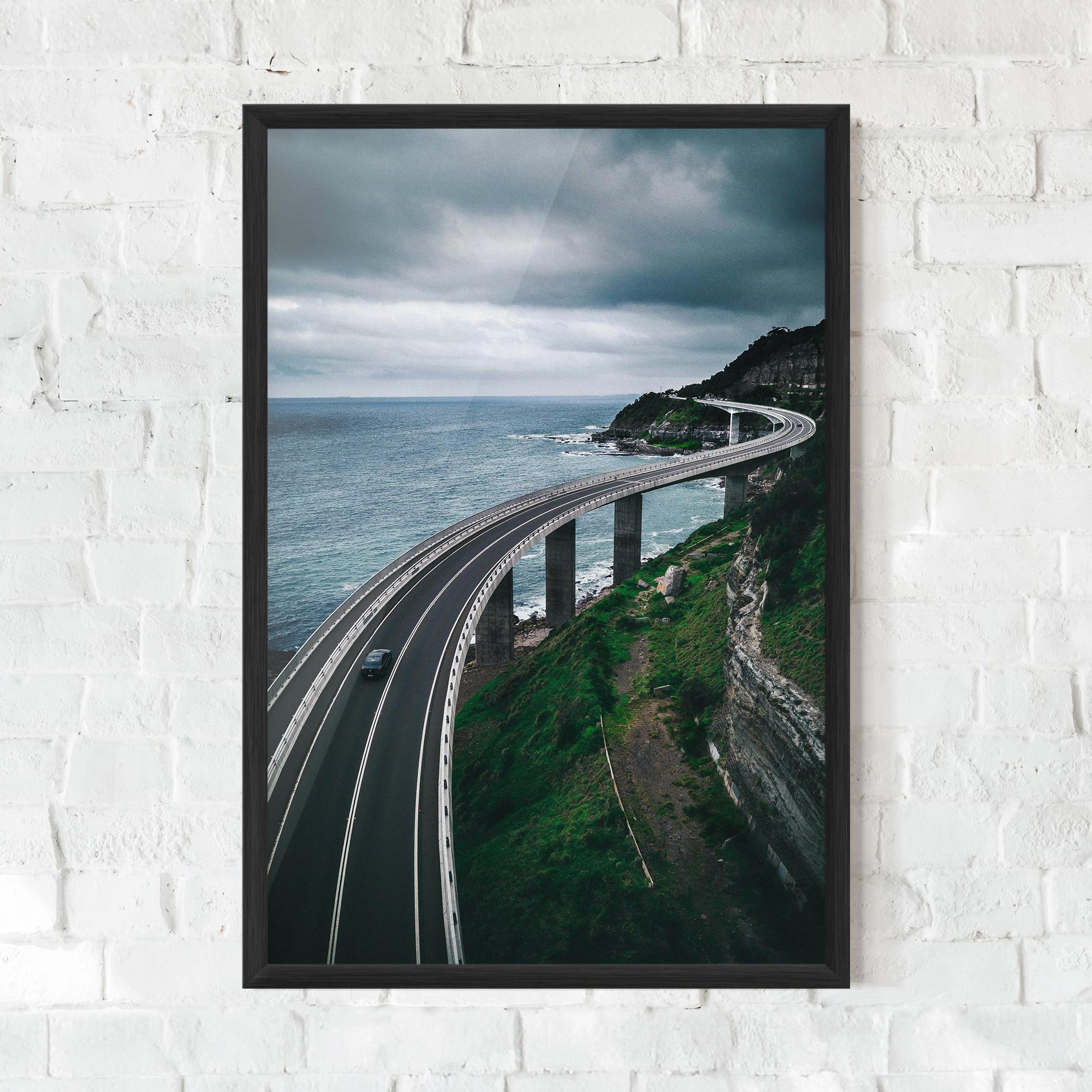 Keretezett Poszter Road Cloudy Day mockup 0