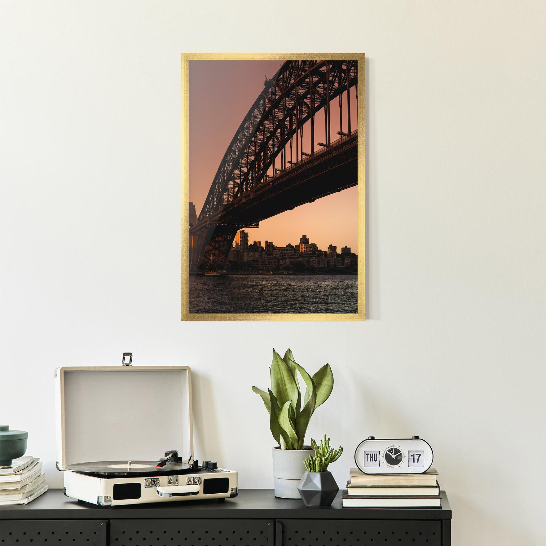 Keretezett Poszter Sunset Harbour Bridge mockup 2