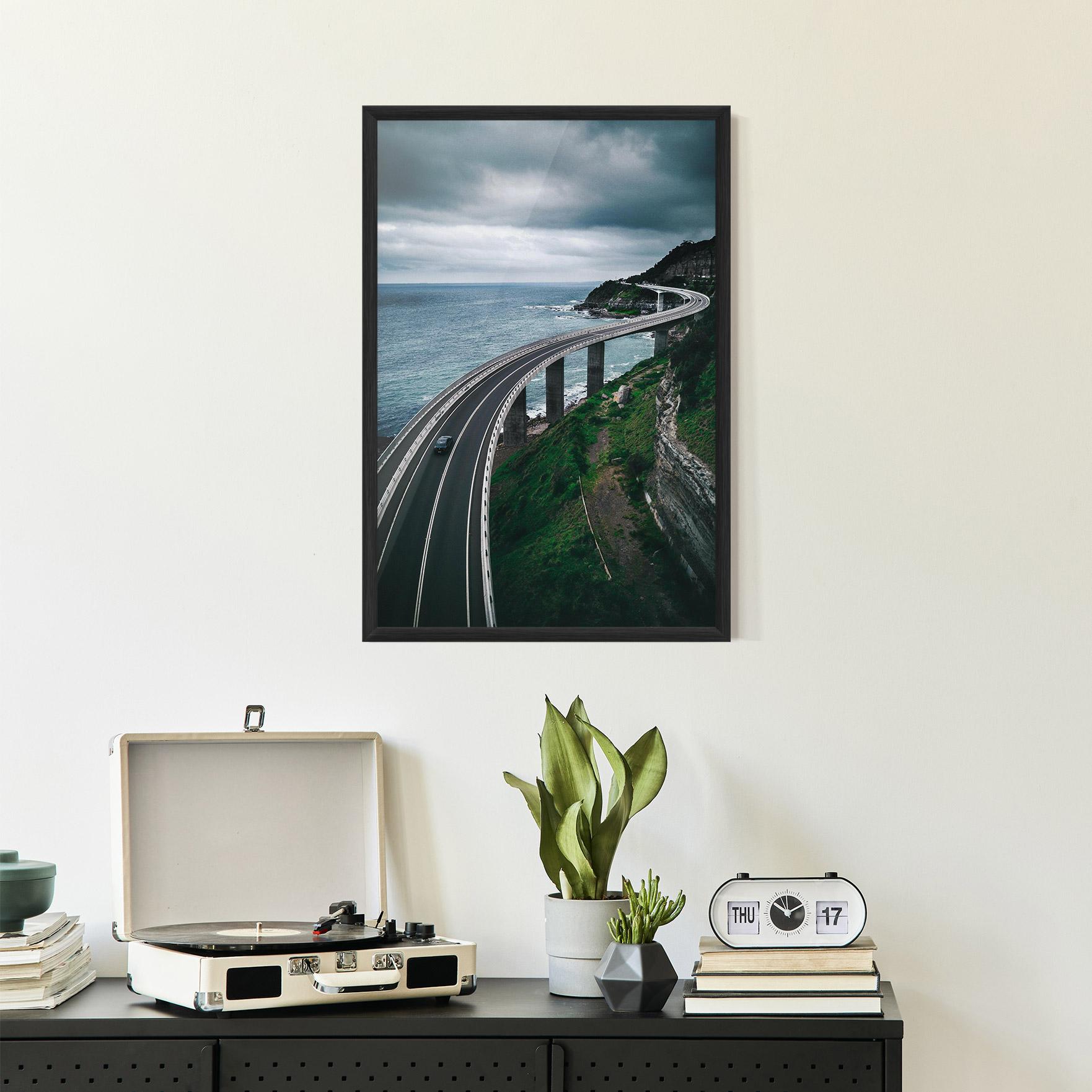 Keretezett Poszter Road Cloudy Day mockup 2