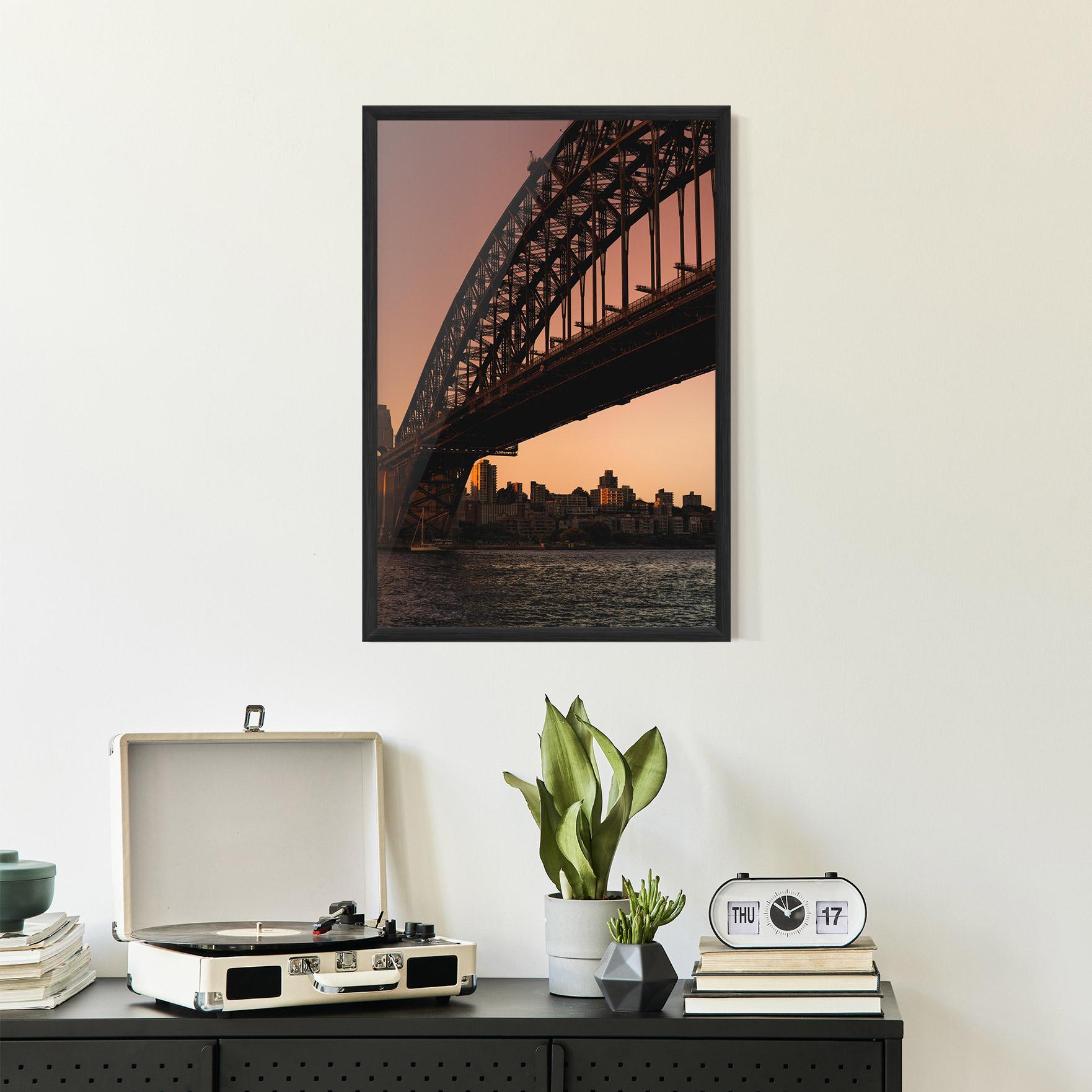 Keretezett Poszter Sunset Harbour Bridge mockup 2