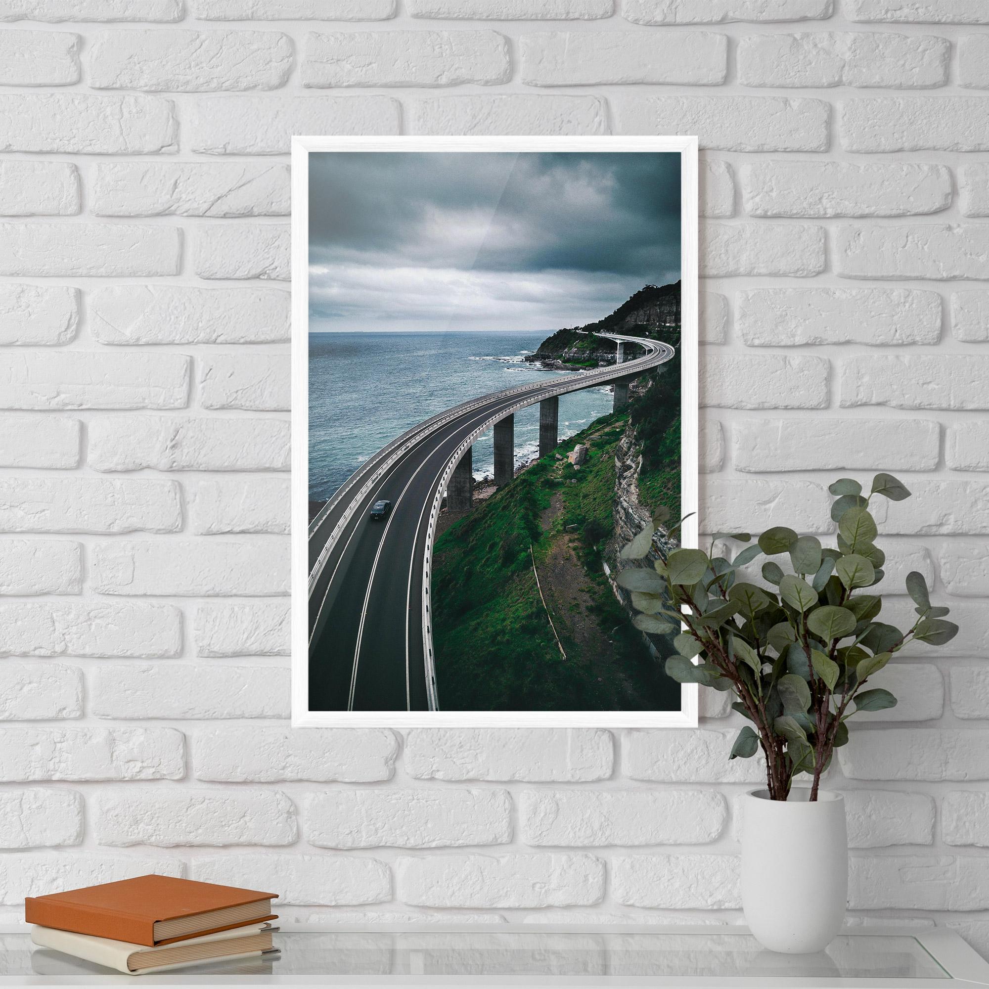 Keretezett Poszter Road Cloudy Day mockup 5