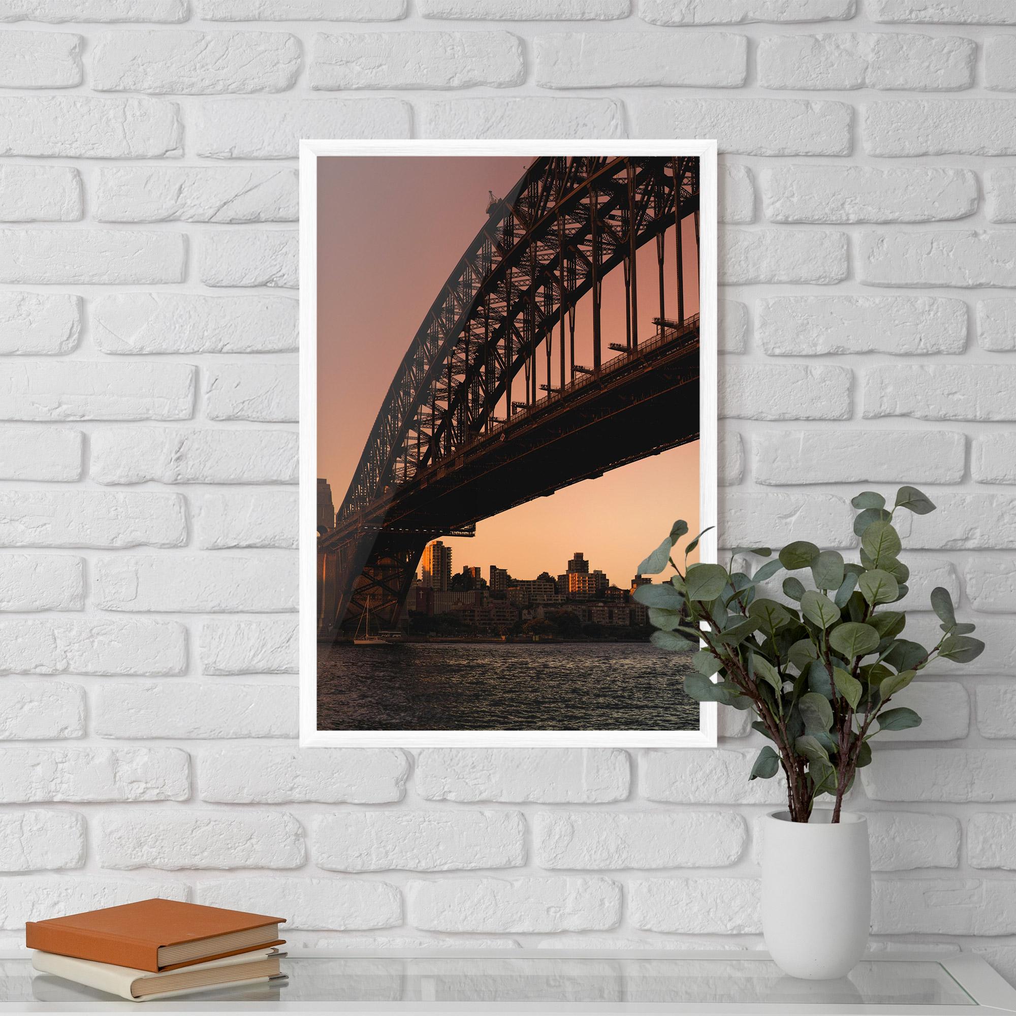 Keretezett Poszter Sunset Harbour Bridge mockup 5