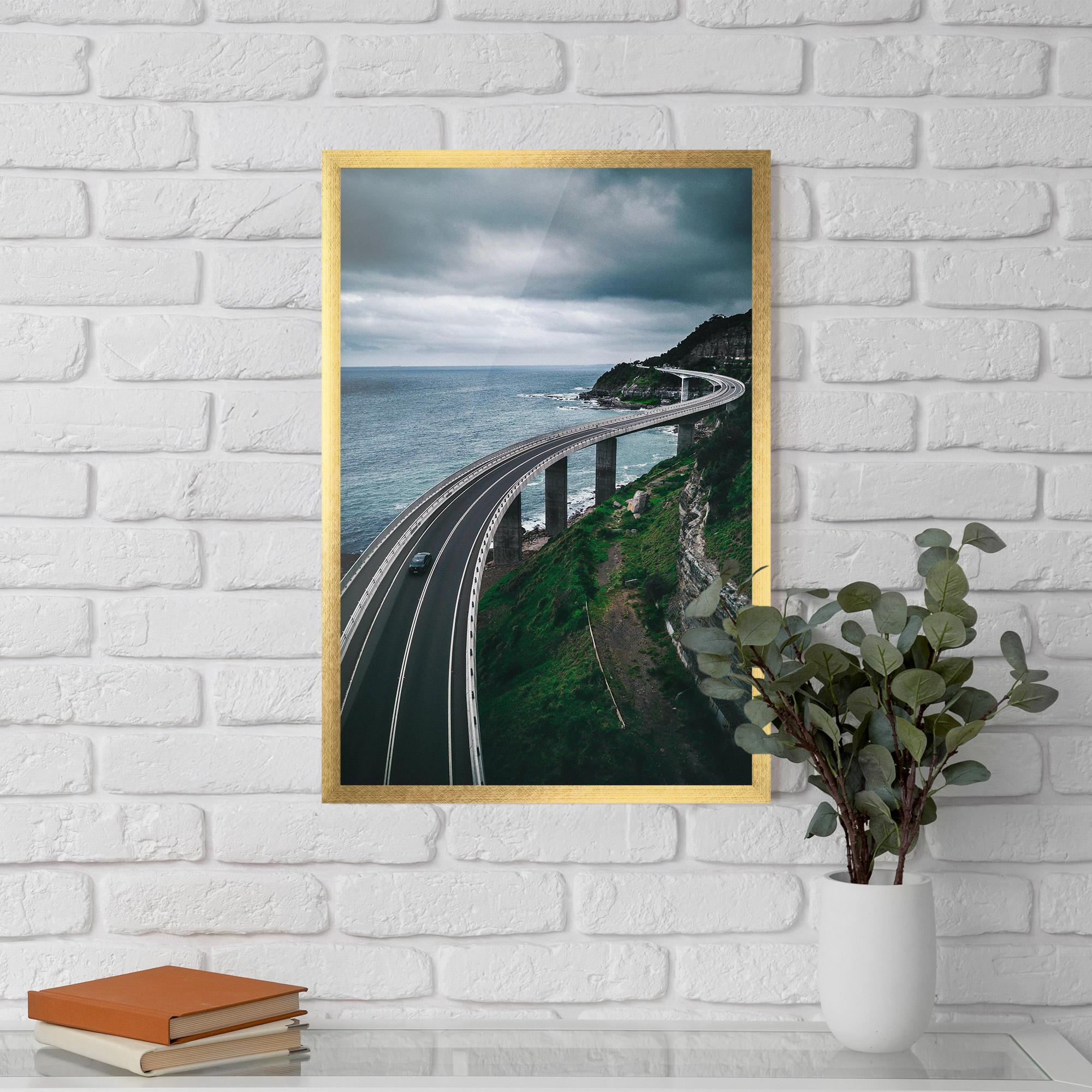 Keretezett Poszter Road Cloudy Day mockup 5