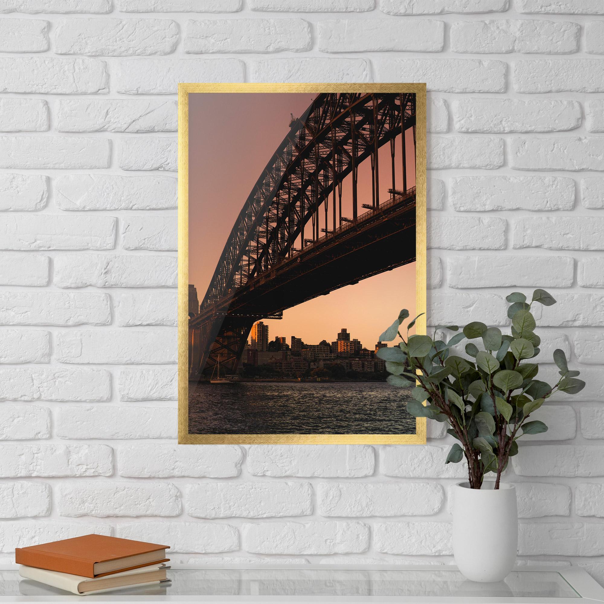Keretezett Poszter Sunset Harbour Bridge mockup 5