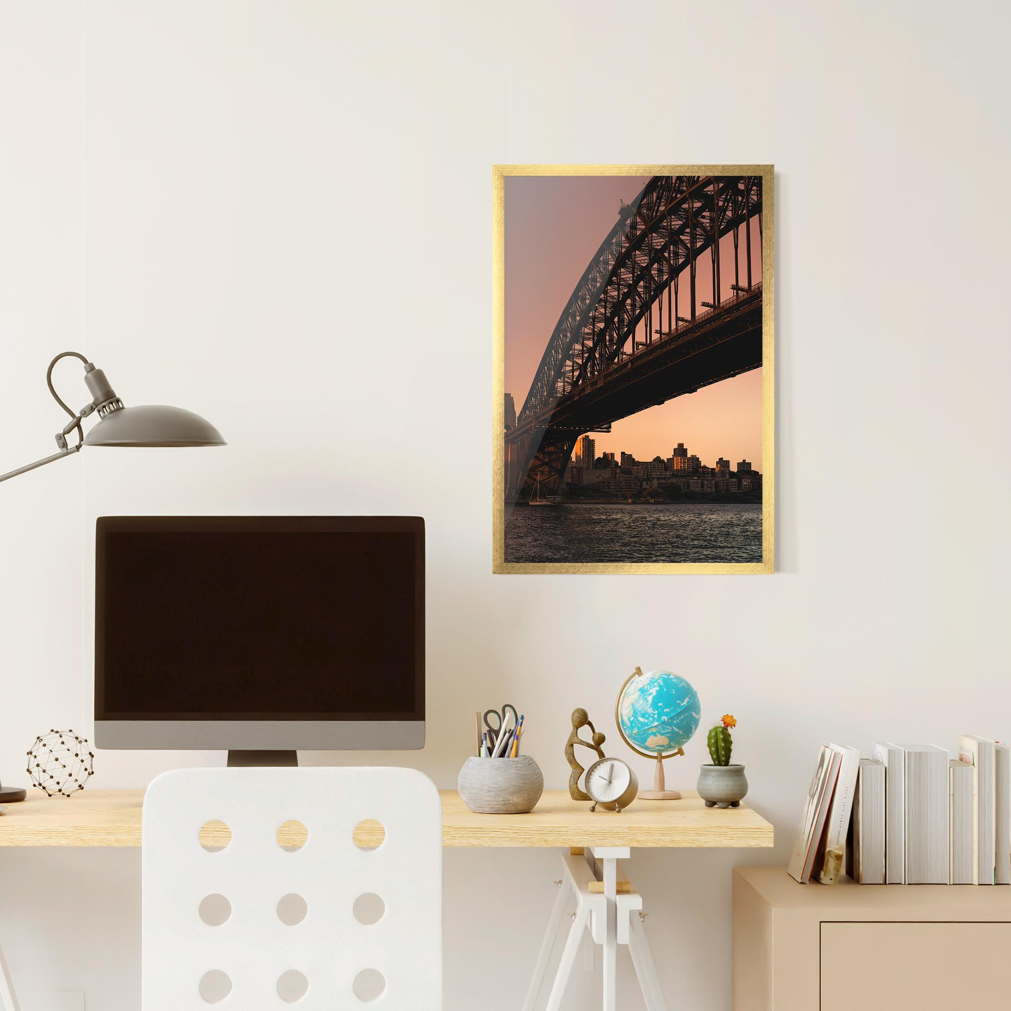 Keretezett Poszter Sunset Harbour Bridge mockup 6