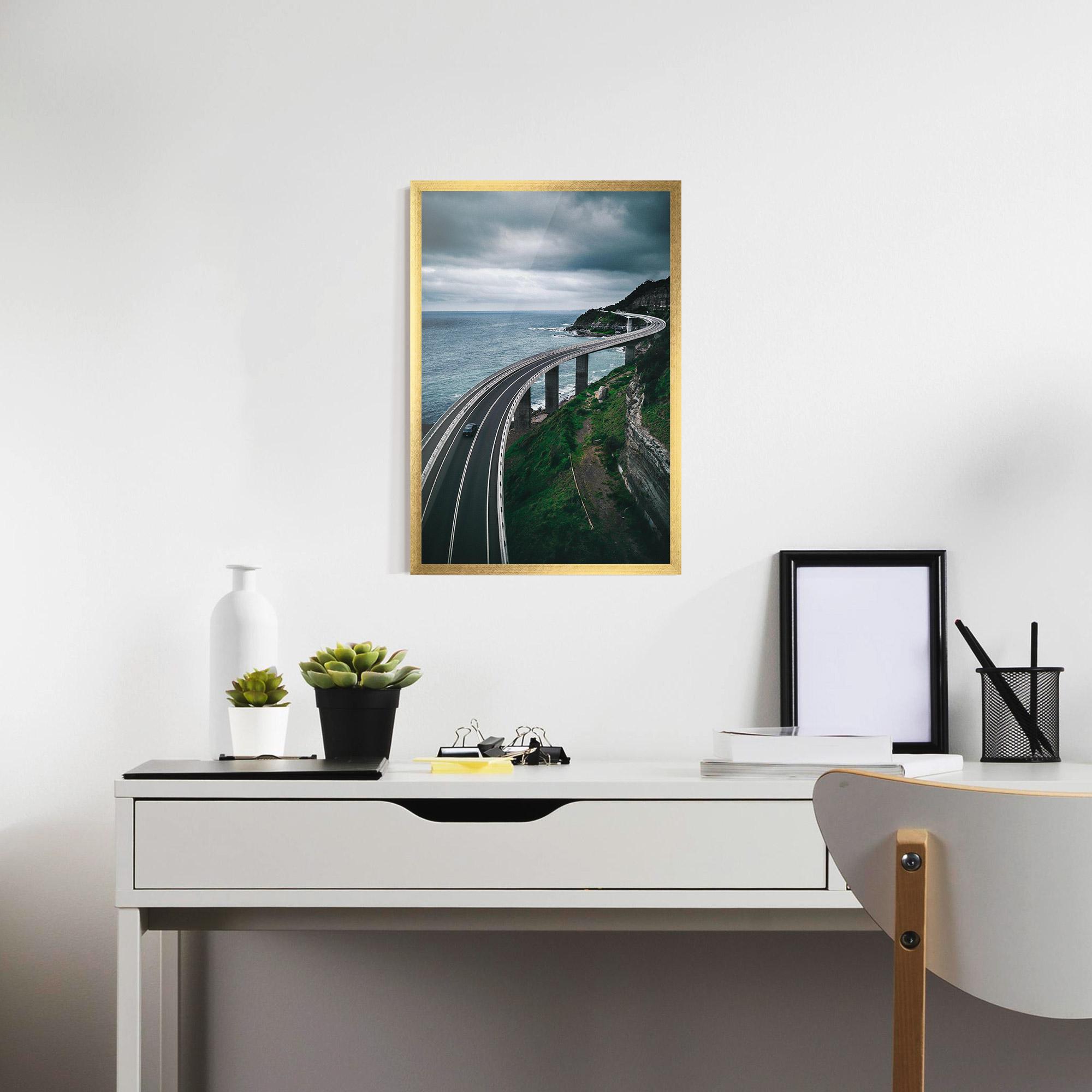 Keretezett Poszter Road Cloudy Day mockup 7