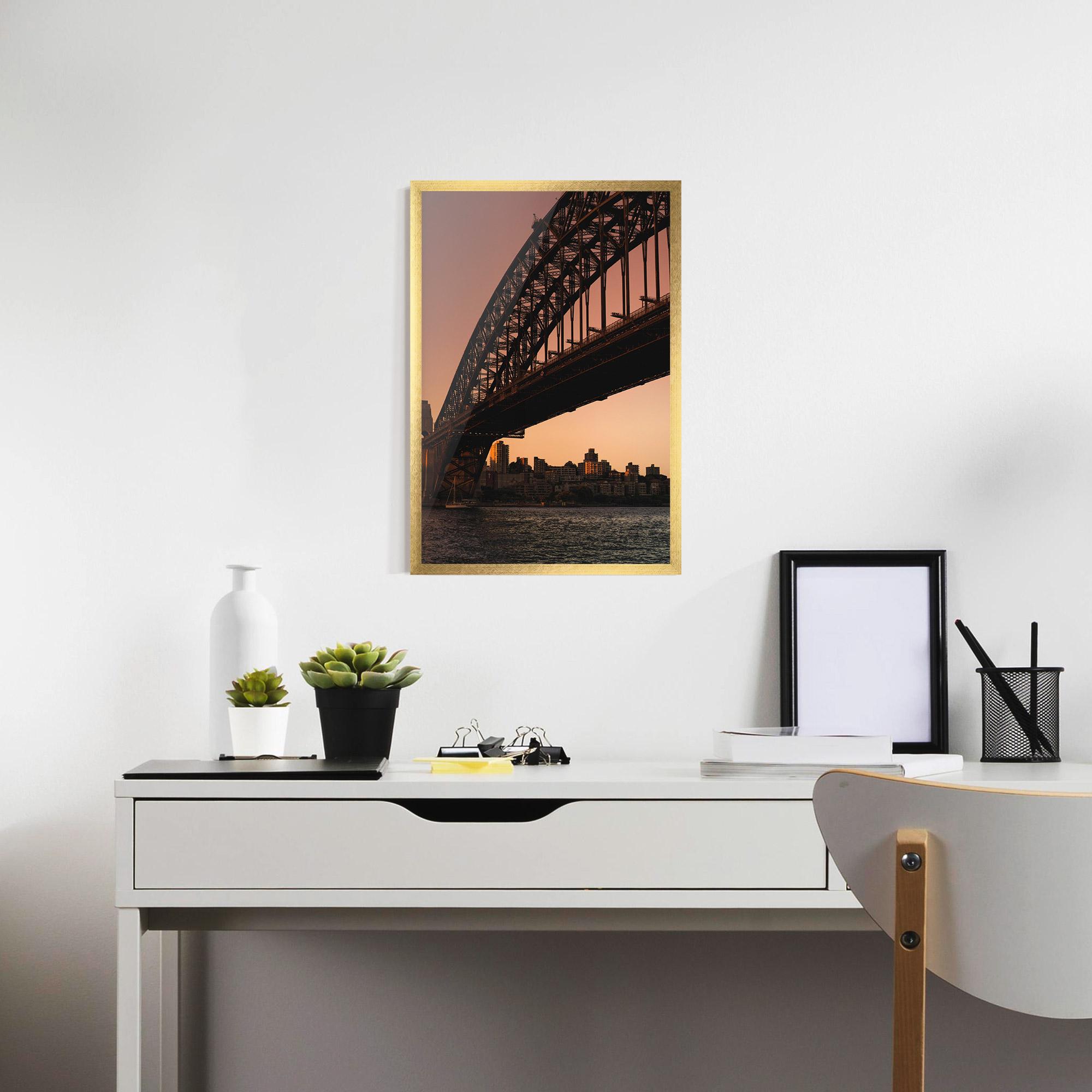 Keretezett Poszter Sunset Harbour Bridge mockup 7