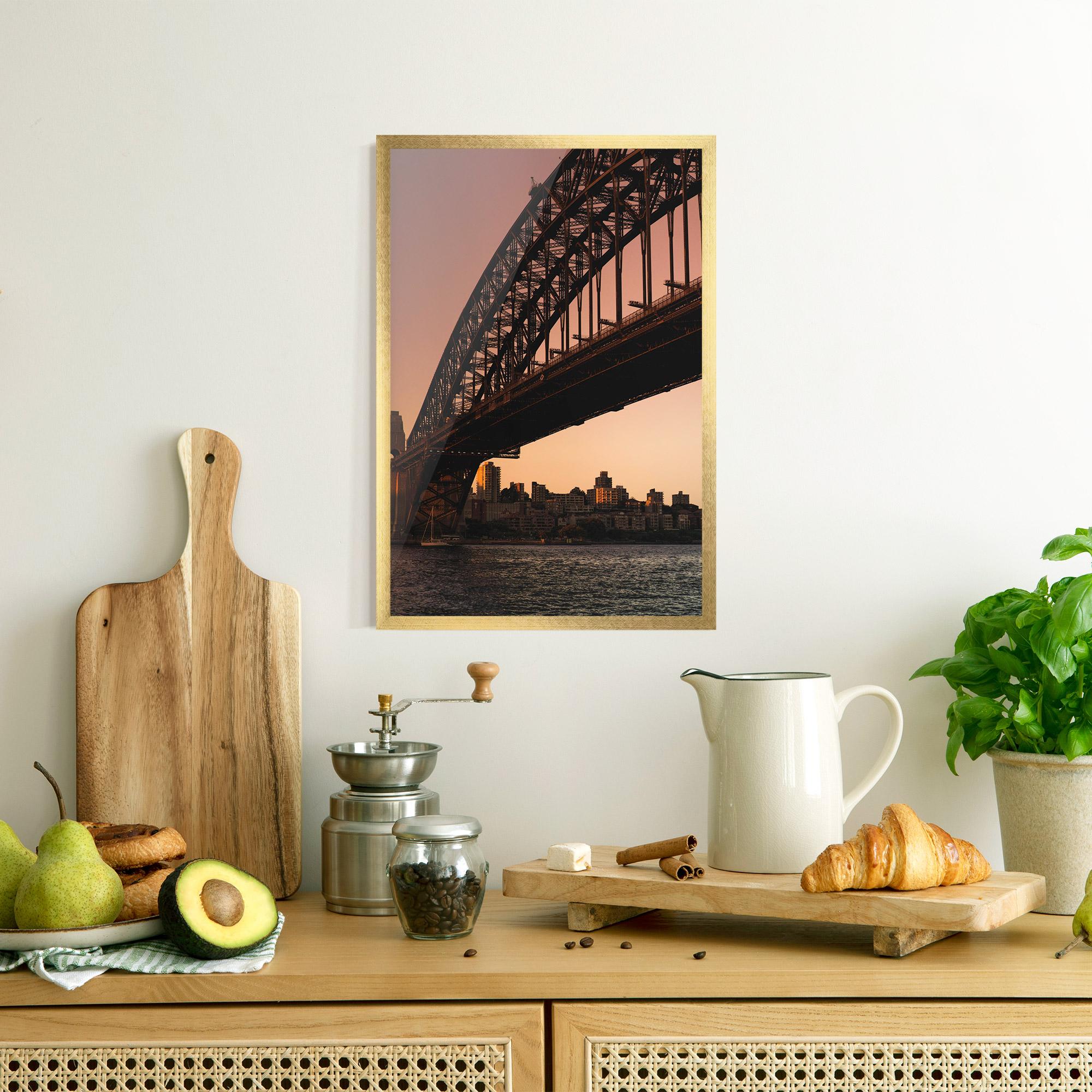 Keretezett Poszter Sunset Harbour Bridge mockup 8