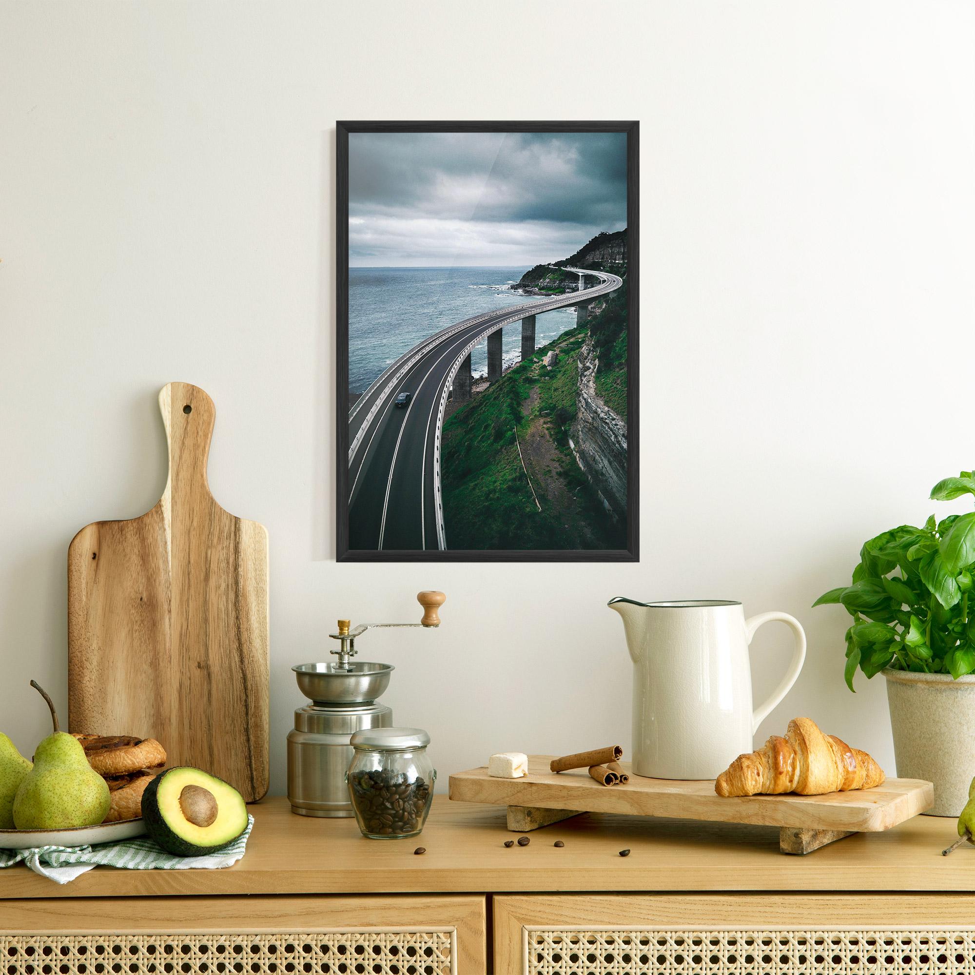 Keretezett Poszter Road Cloudy Day mockup 8