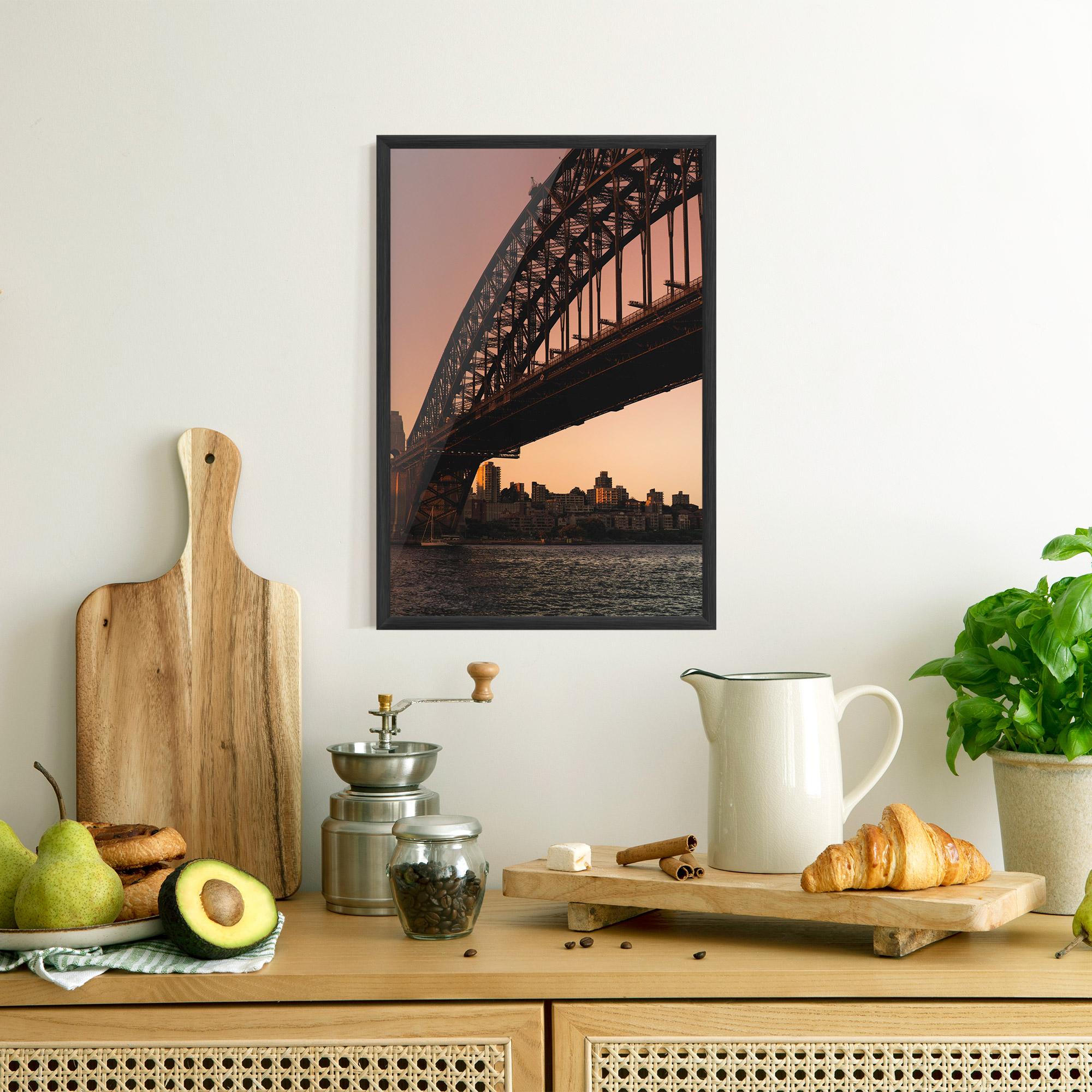 Keretezett Poszter Sunset Harbour Bridge mockup 8