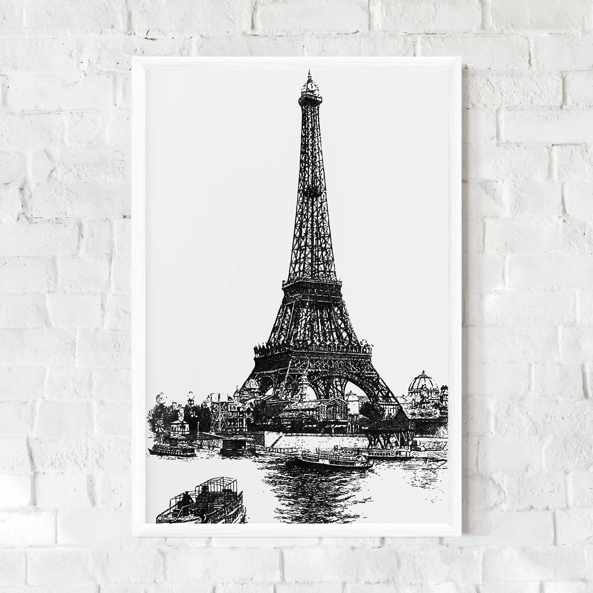 Keretezett Poszter Eiffel Tower Drawing mockup 0