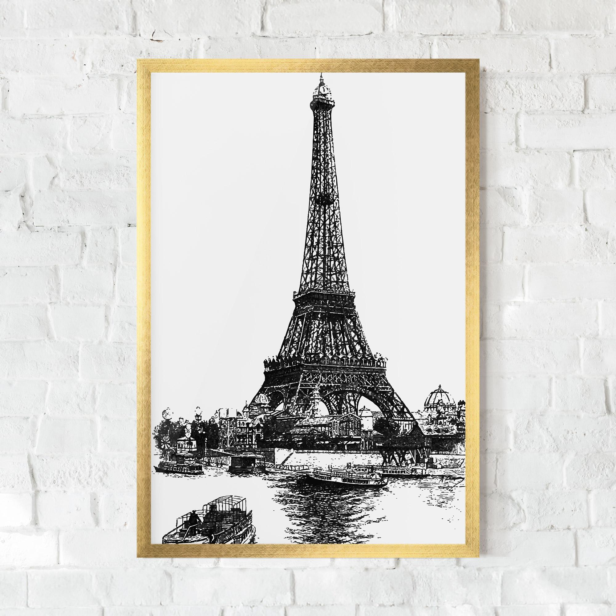 Keretezett Poszter Eiffel Tower Drawing mockup 0