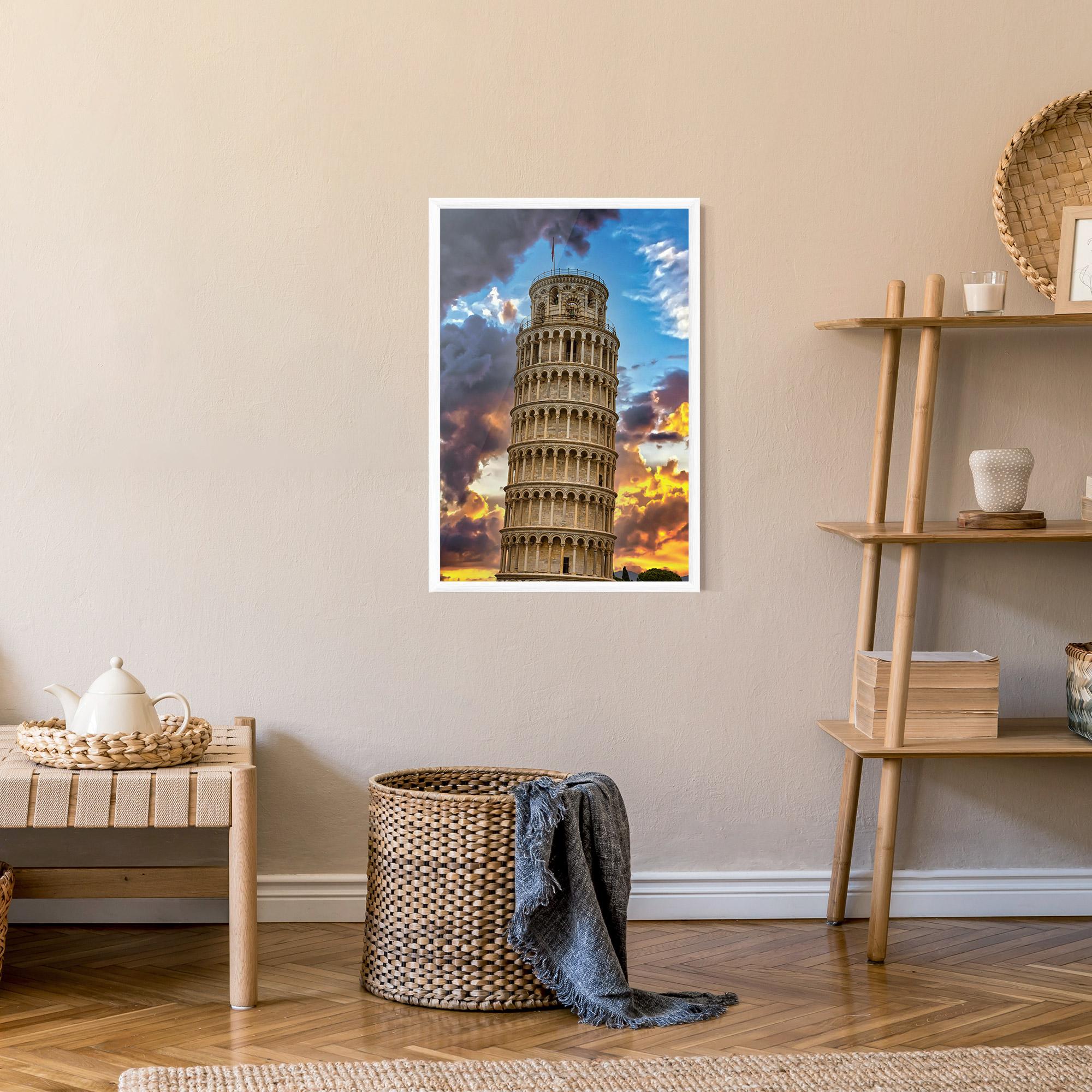 Keretezett Poszter Tower Of Pisa Sunset mockup 9