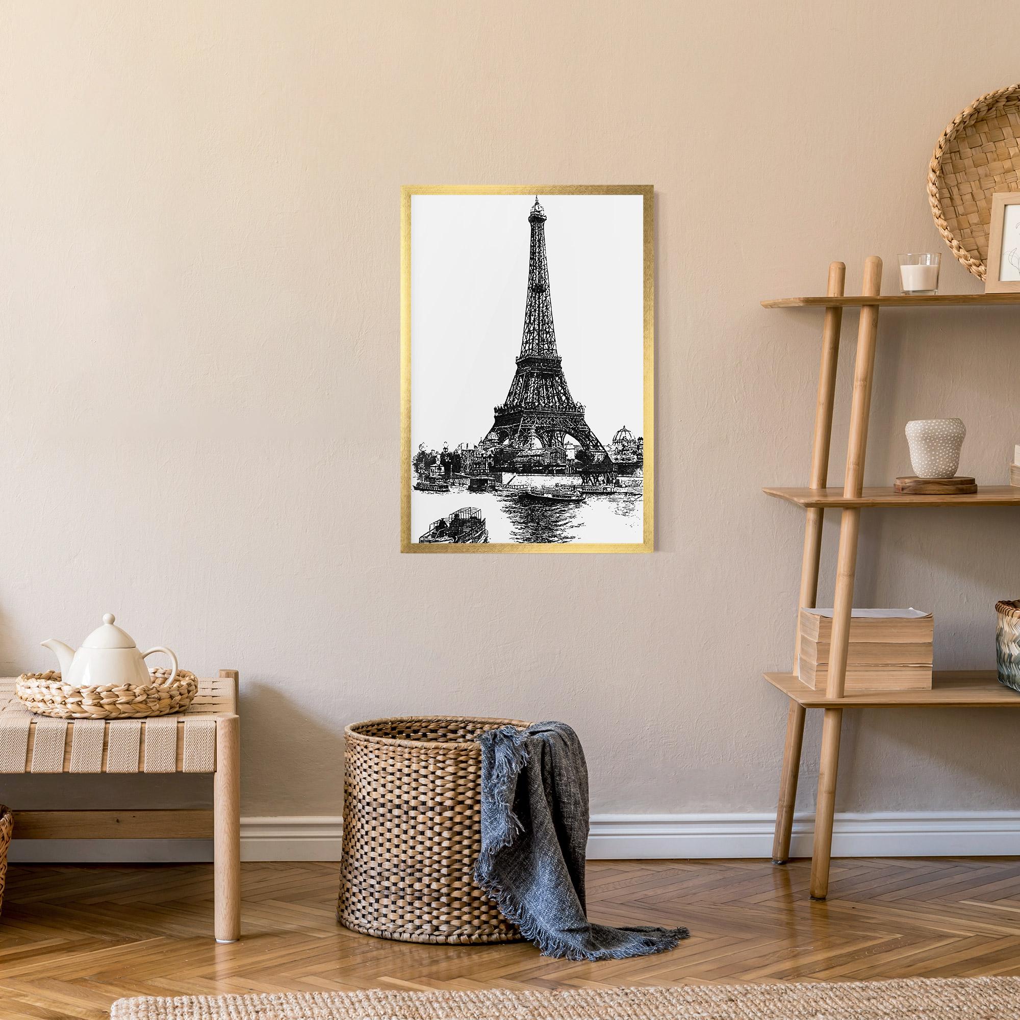 Keretezett Poszter Eiffel Tower Drawing mockup 9