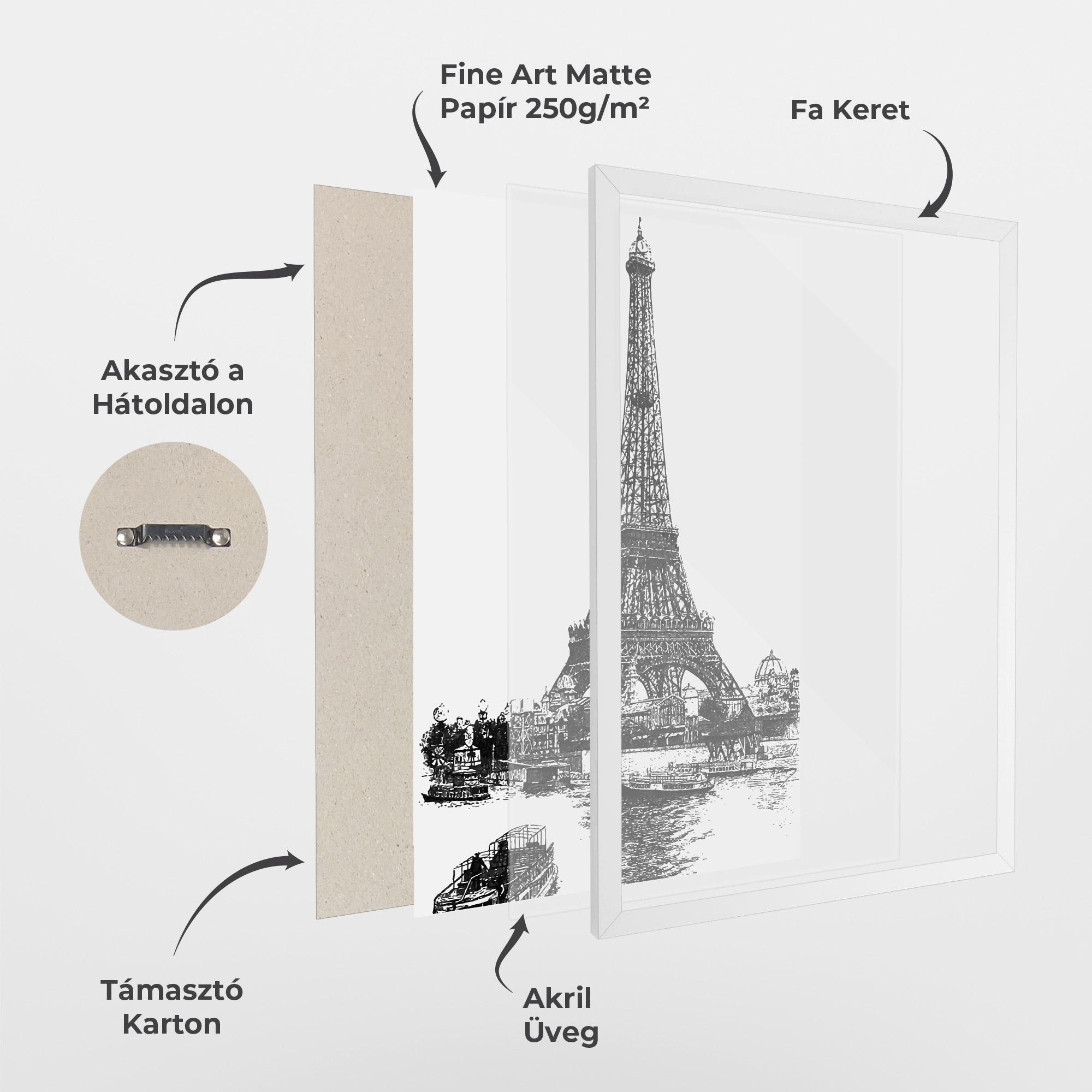Keretezett Poszter Eiffel Tower Drawing mockup 1
