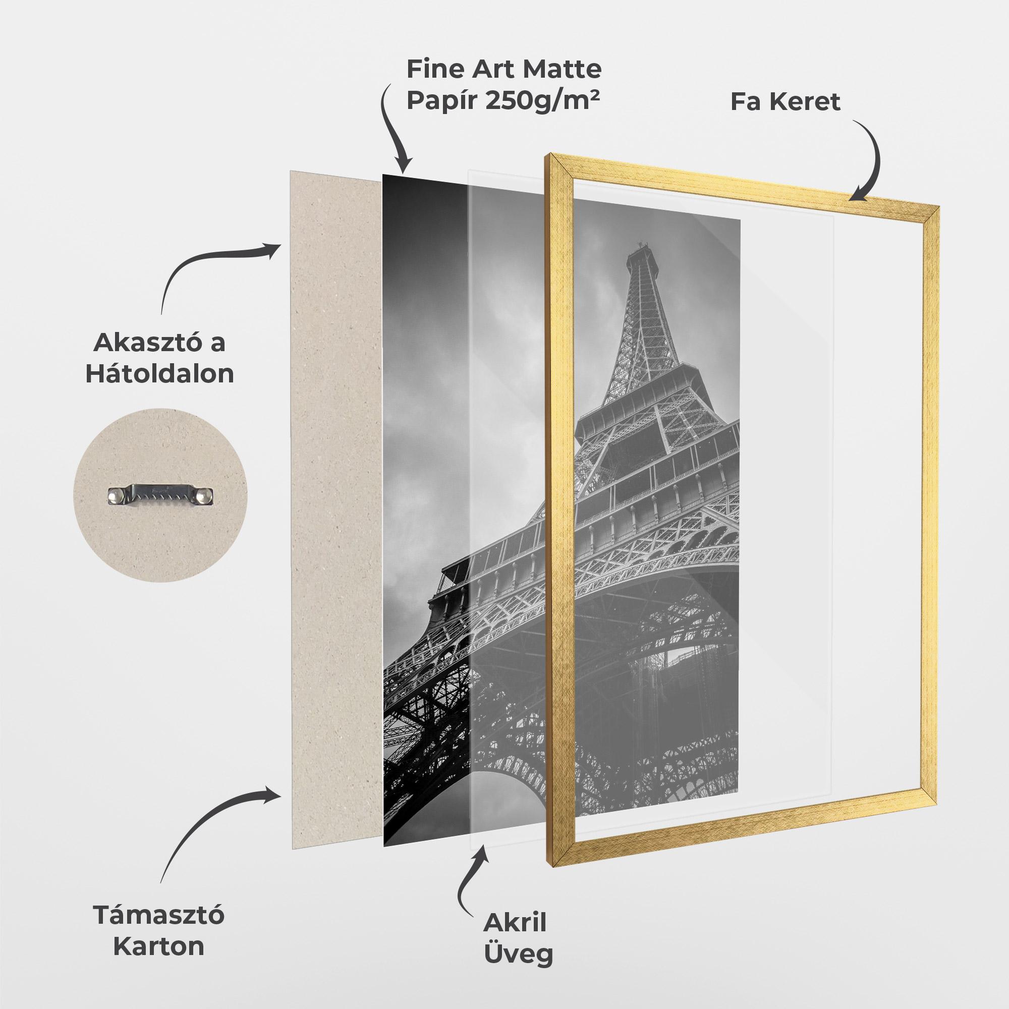 Keretezett Poszter Eiffel Grey Tower mockup 1