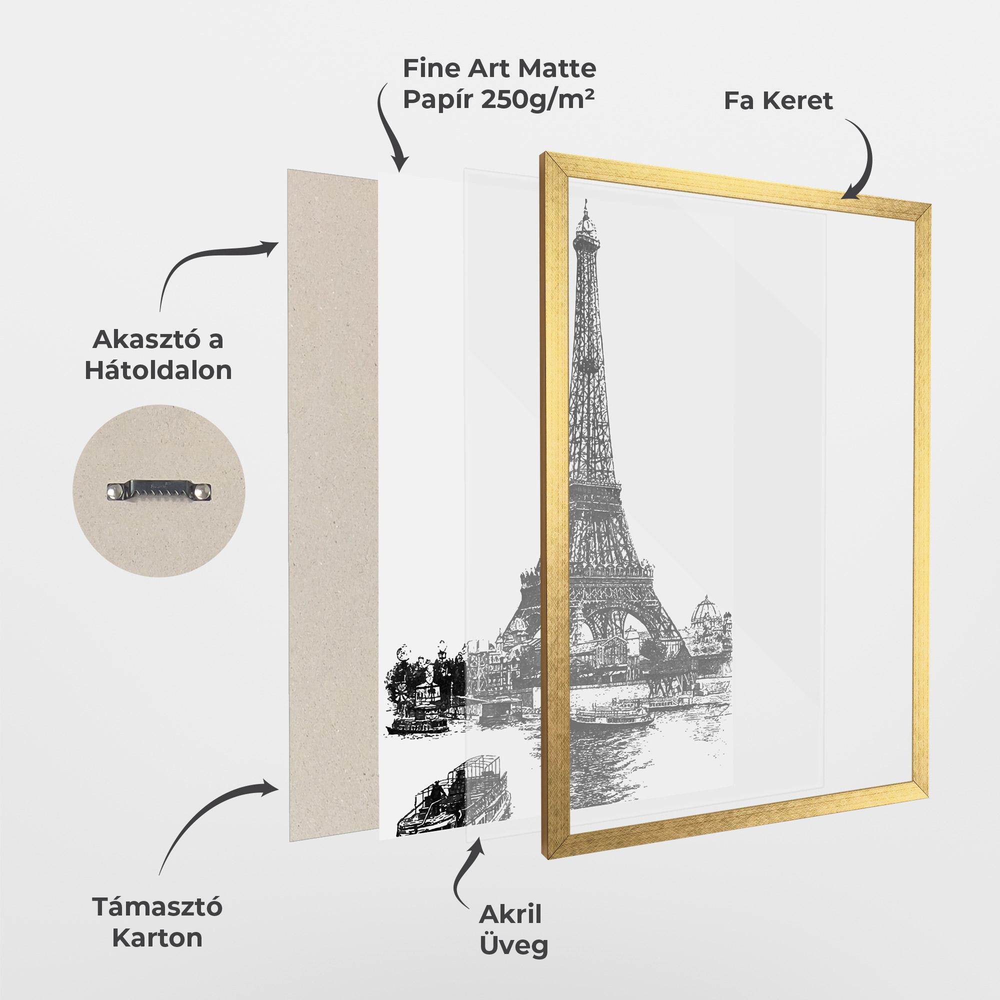 Keretezett Poszter Eiffel Tower Drawing mockup 1