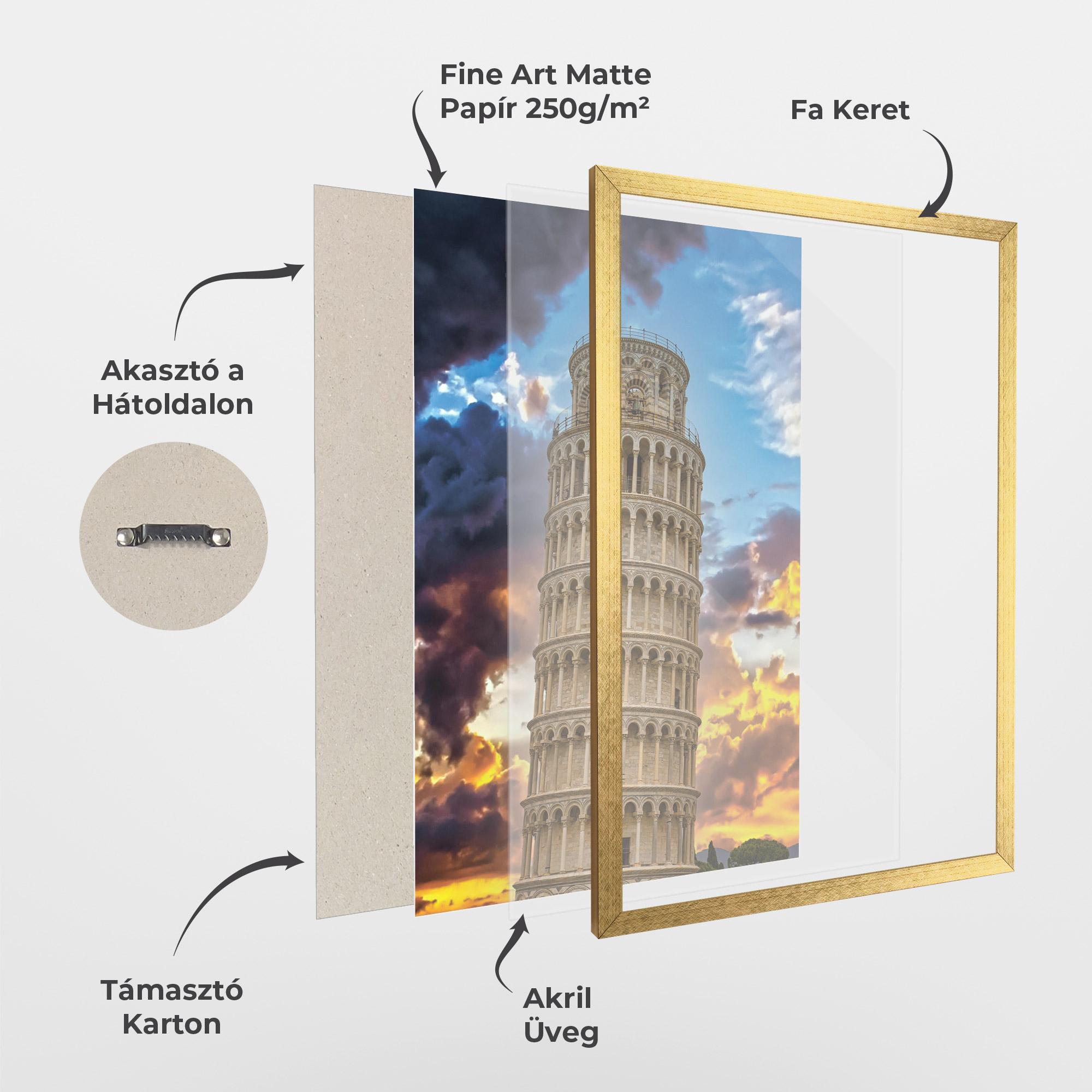 Keretezett Poszter Tower Of Pisa Sunset mockup 1
